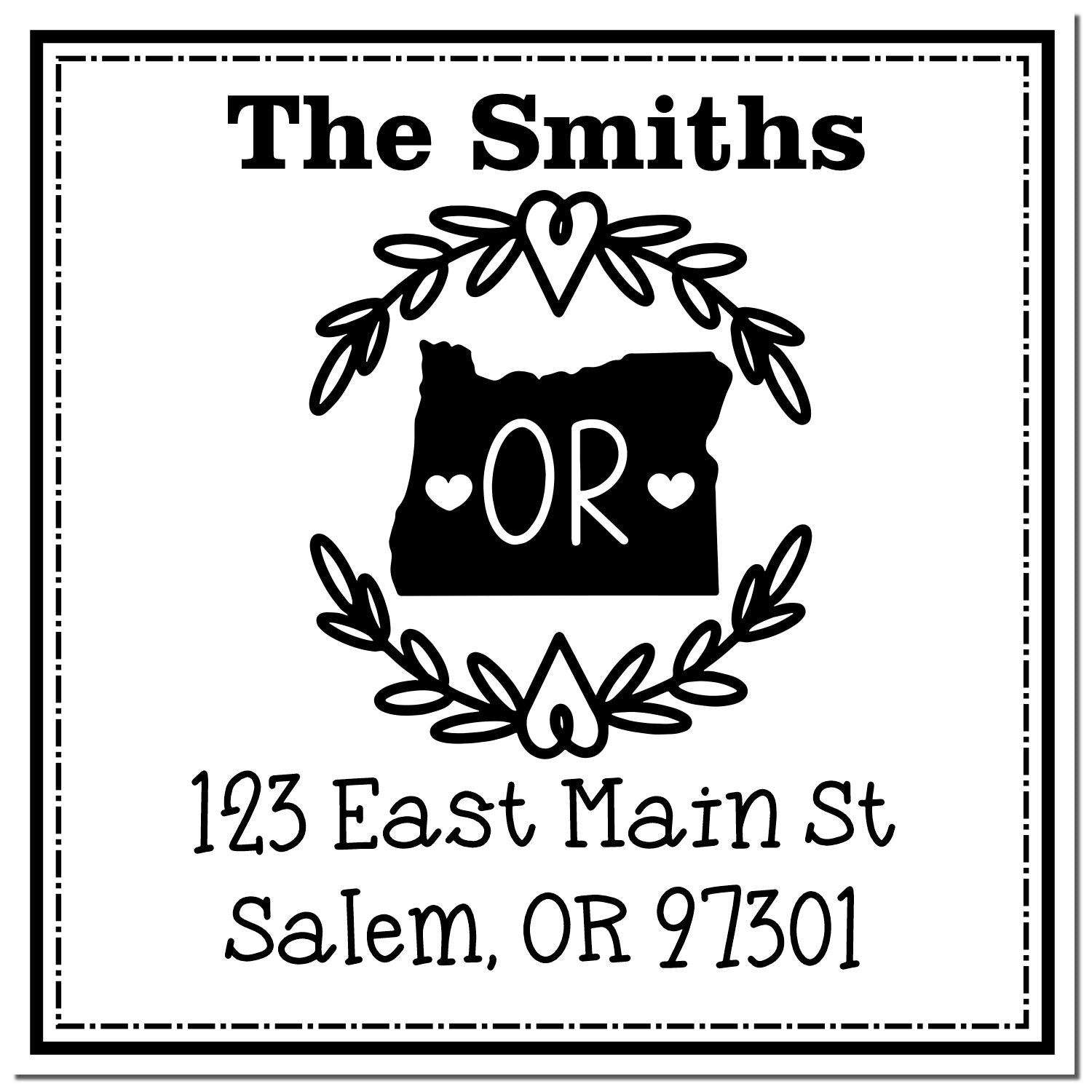 Slim Oregon State Wreath Personalized New Home Address Stamp