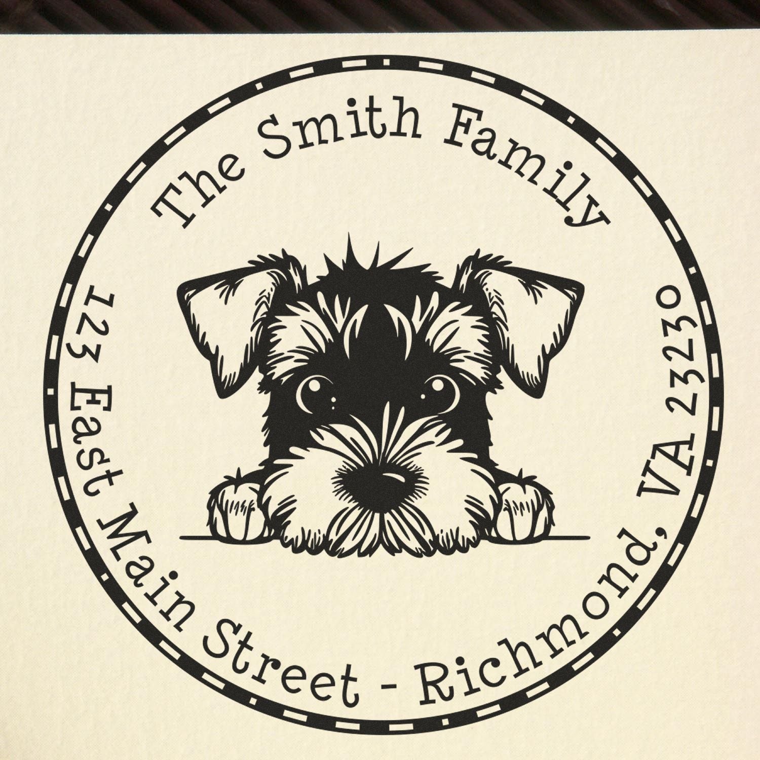 Round Airedale Terrier Customized Address Rubber Stamp