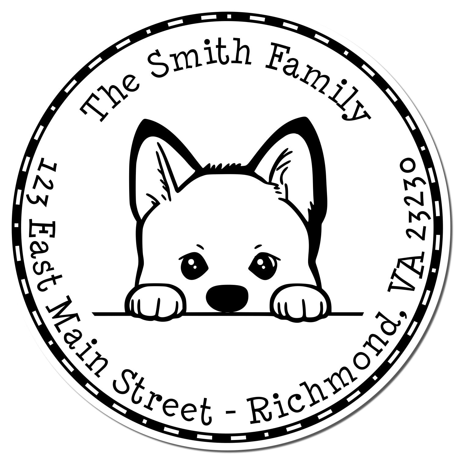 Round Pre-Inked Akita Personalized Stamp