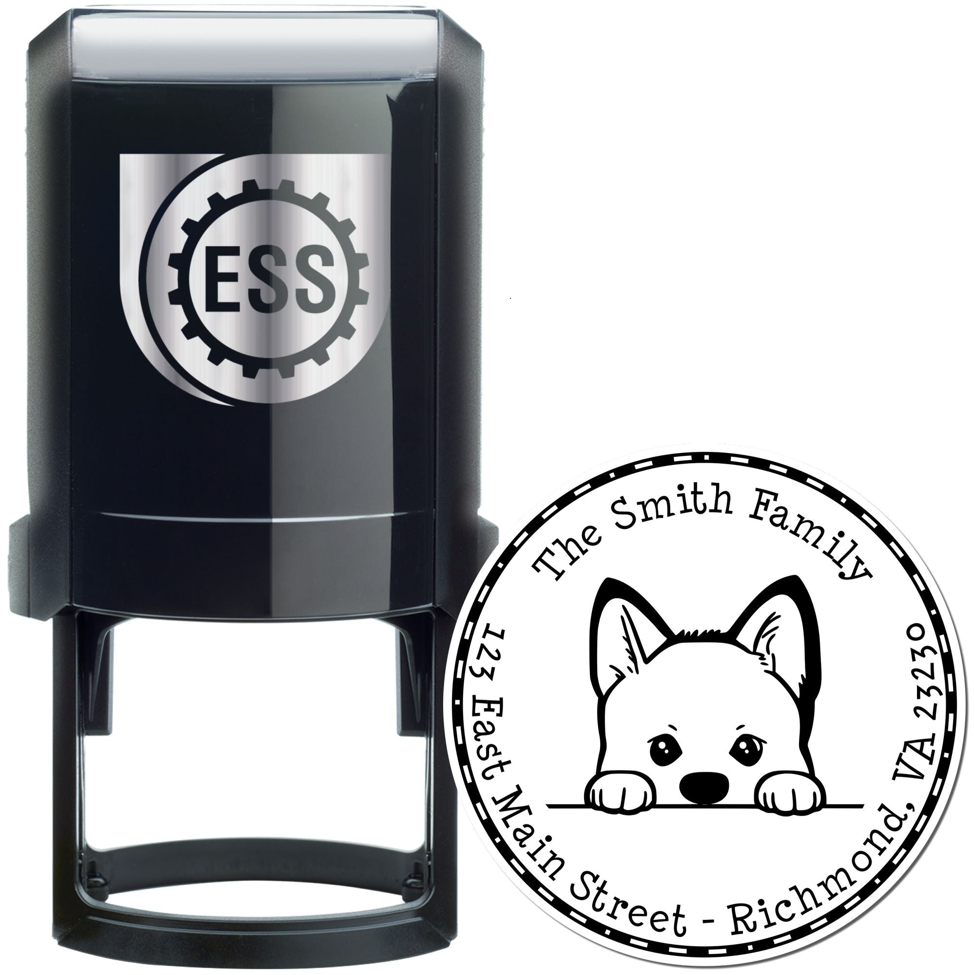 Round Self-Inking Akita Address Stamp