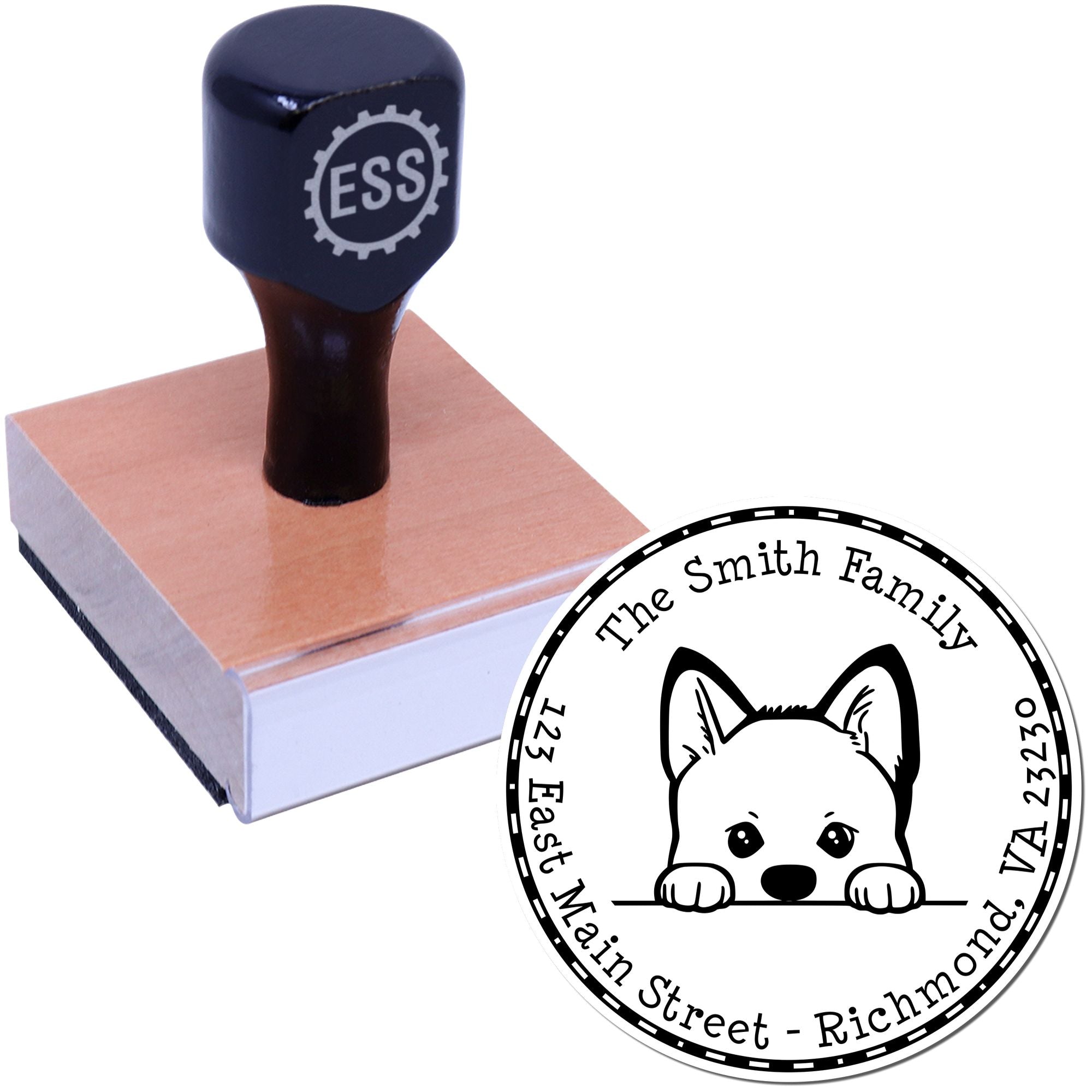 Round Akita Customized Return Address Rubber Stamp