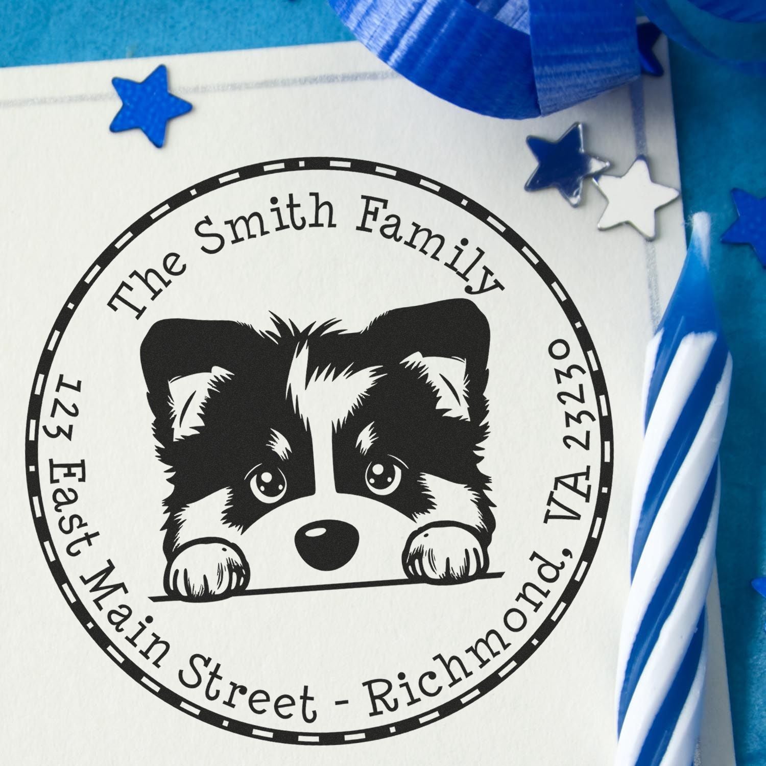 Round Self-Inking Alaskan Malamute Return Address Stamp