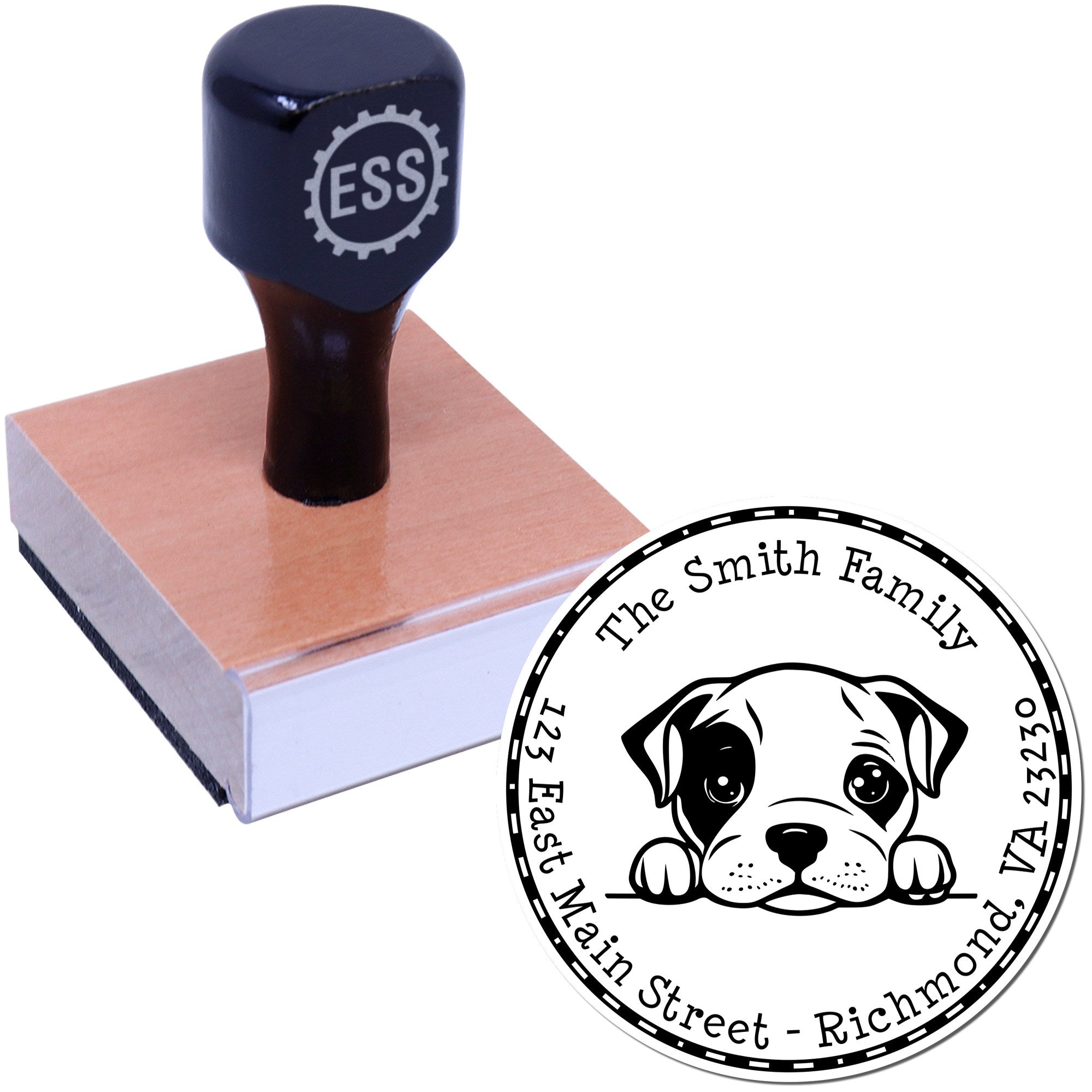 Round American Staffordshire Terrier Customized Mailing Rubber Stamp