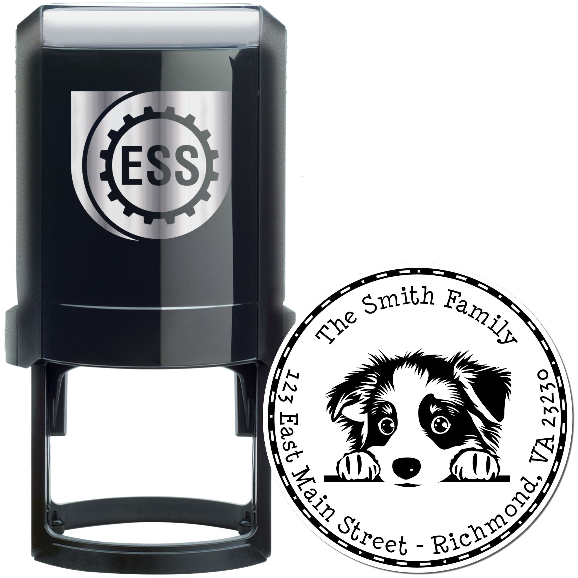 Round Self-Inking Australian Shepherd Mail Stamp