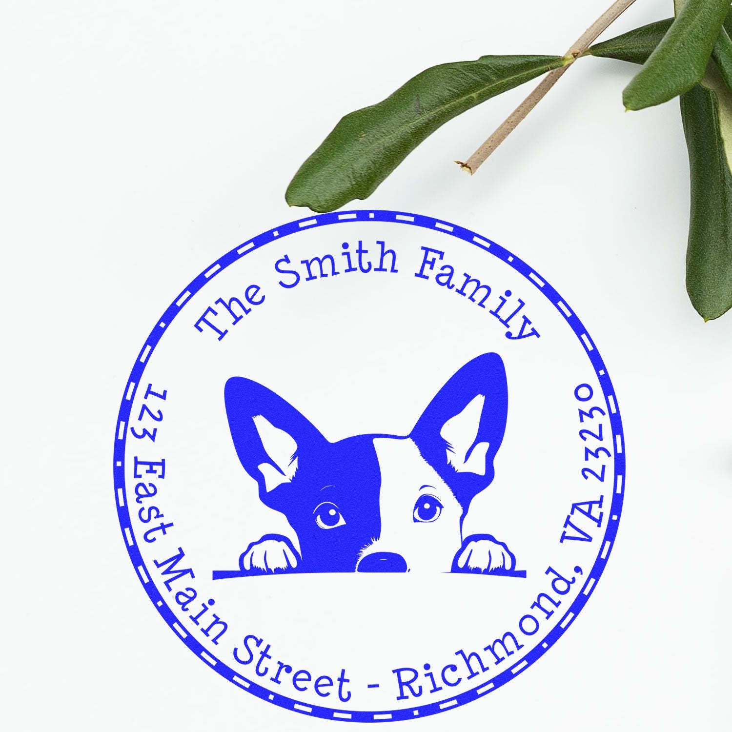 Round Basenji Customized New Home Address Rubber Stamp