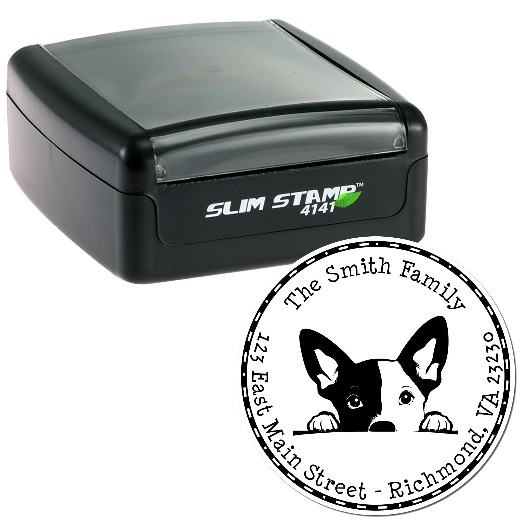 Slim Basenji Personalized Mailing Stamp