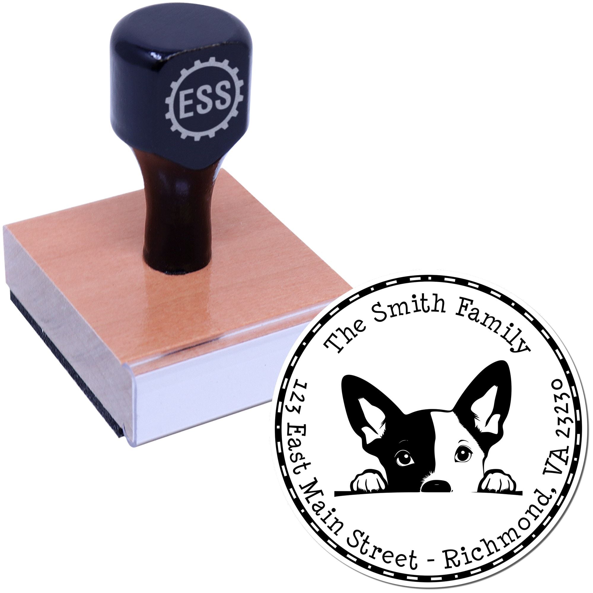 Round Basenji Customized New Home Address Rubber Stamp