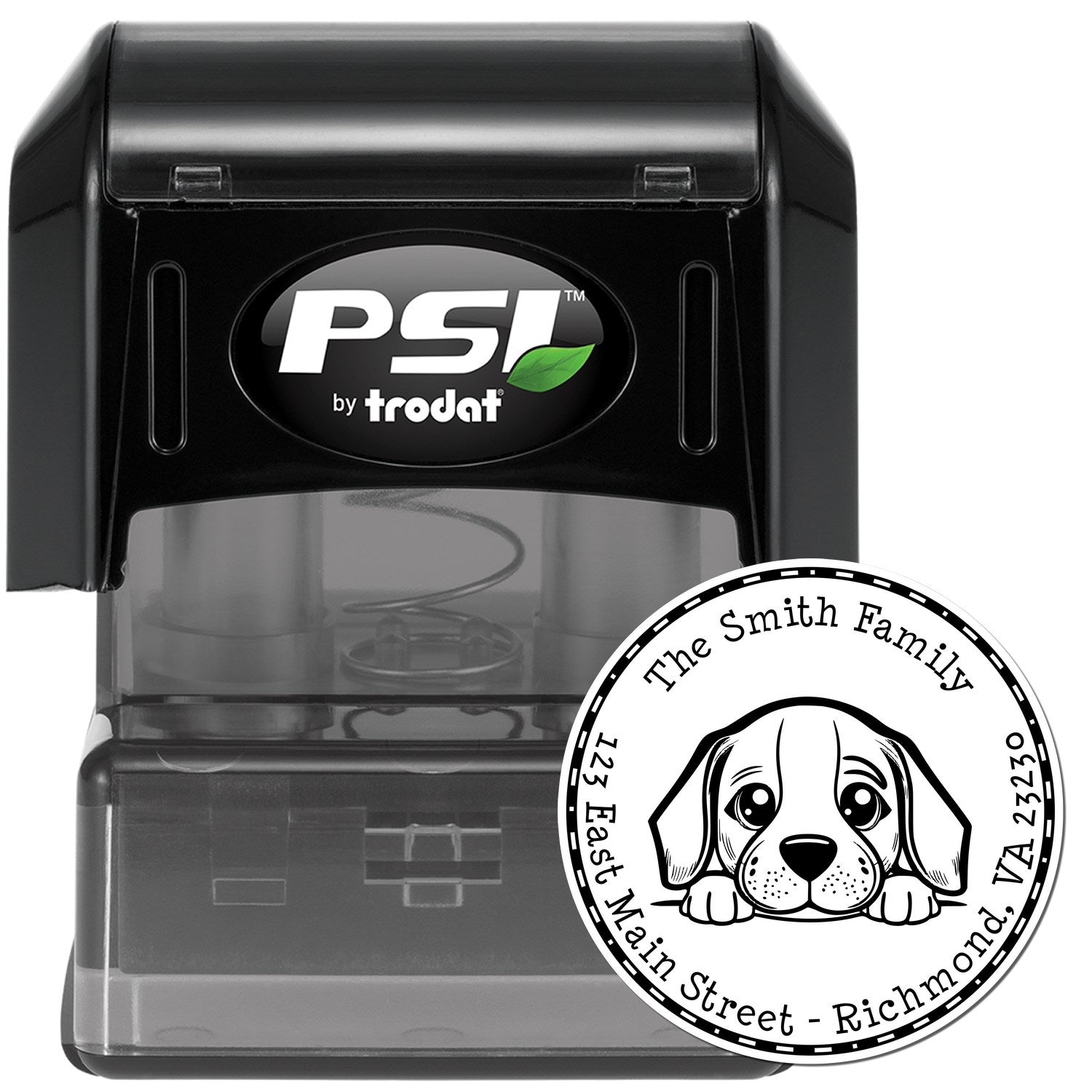 Round Pre-Inked Beagle Custom New Home Address Stamp