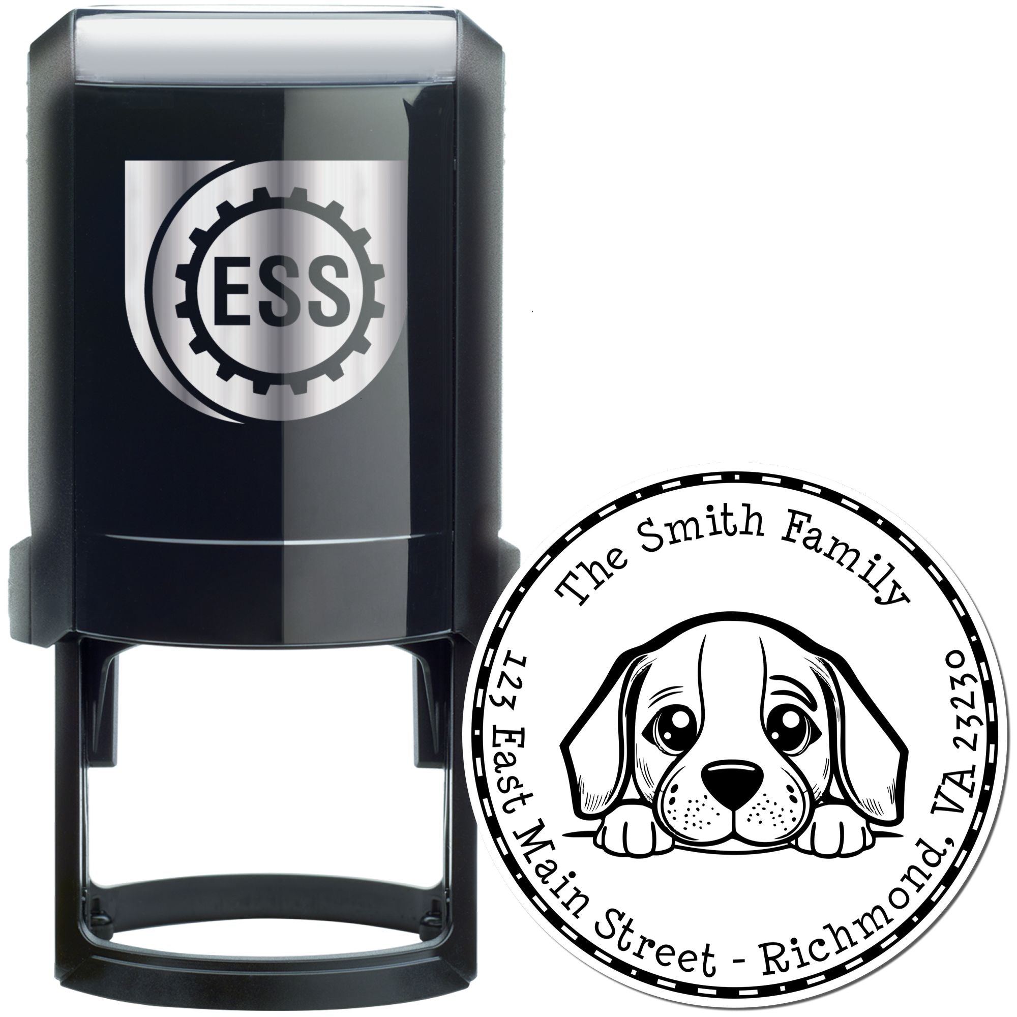 Round Self-Inking Beagle Address Return Stamp