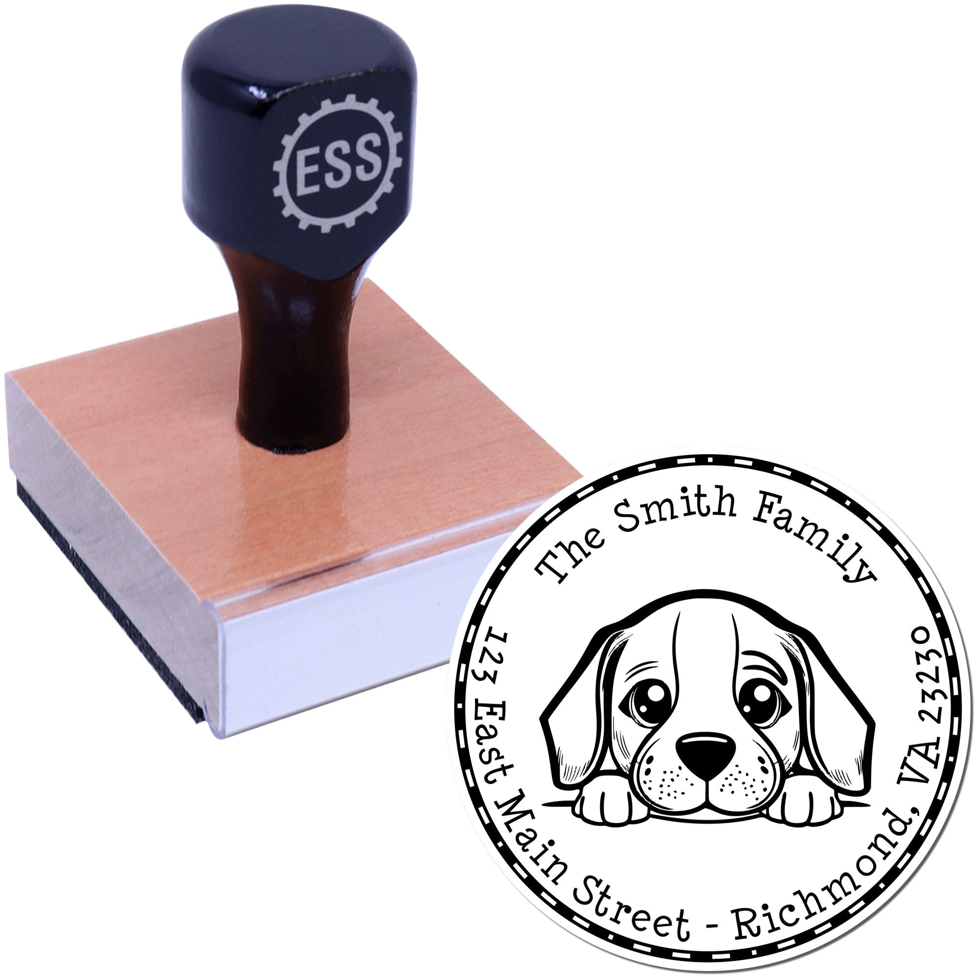 Round Beagle Customized Mailing Address Rubber Stamp