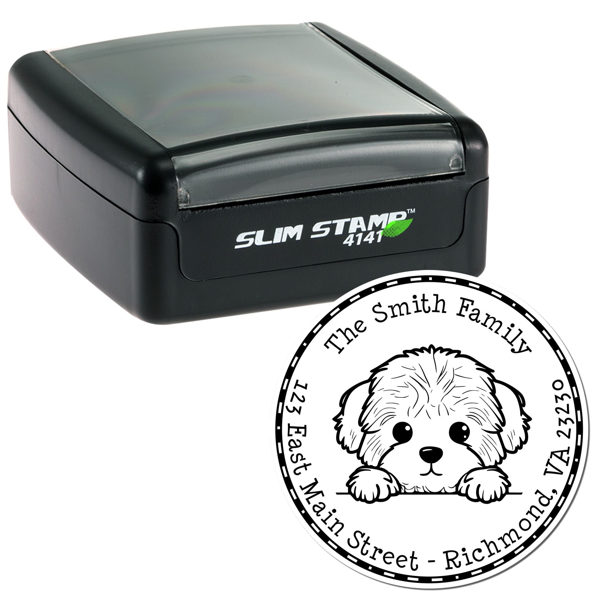 Slim Bichon Frise Personalized Mailing Address Stamp