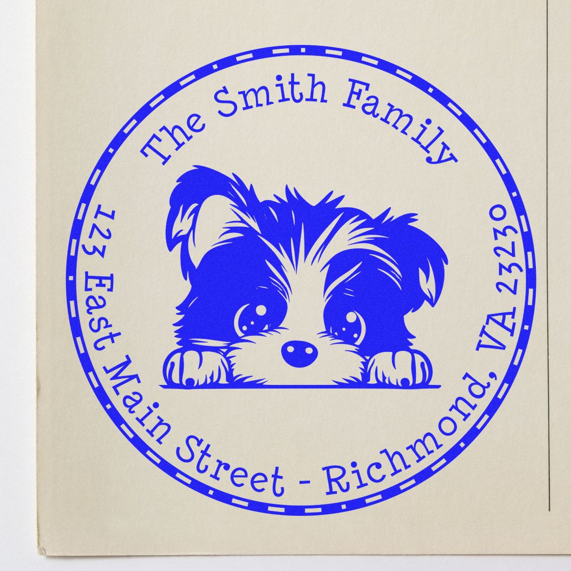 Round Biewer Terrier Customized Address Label Rubber Stamp