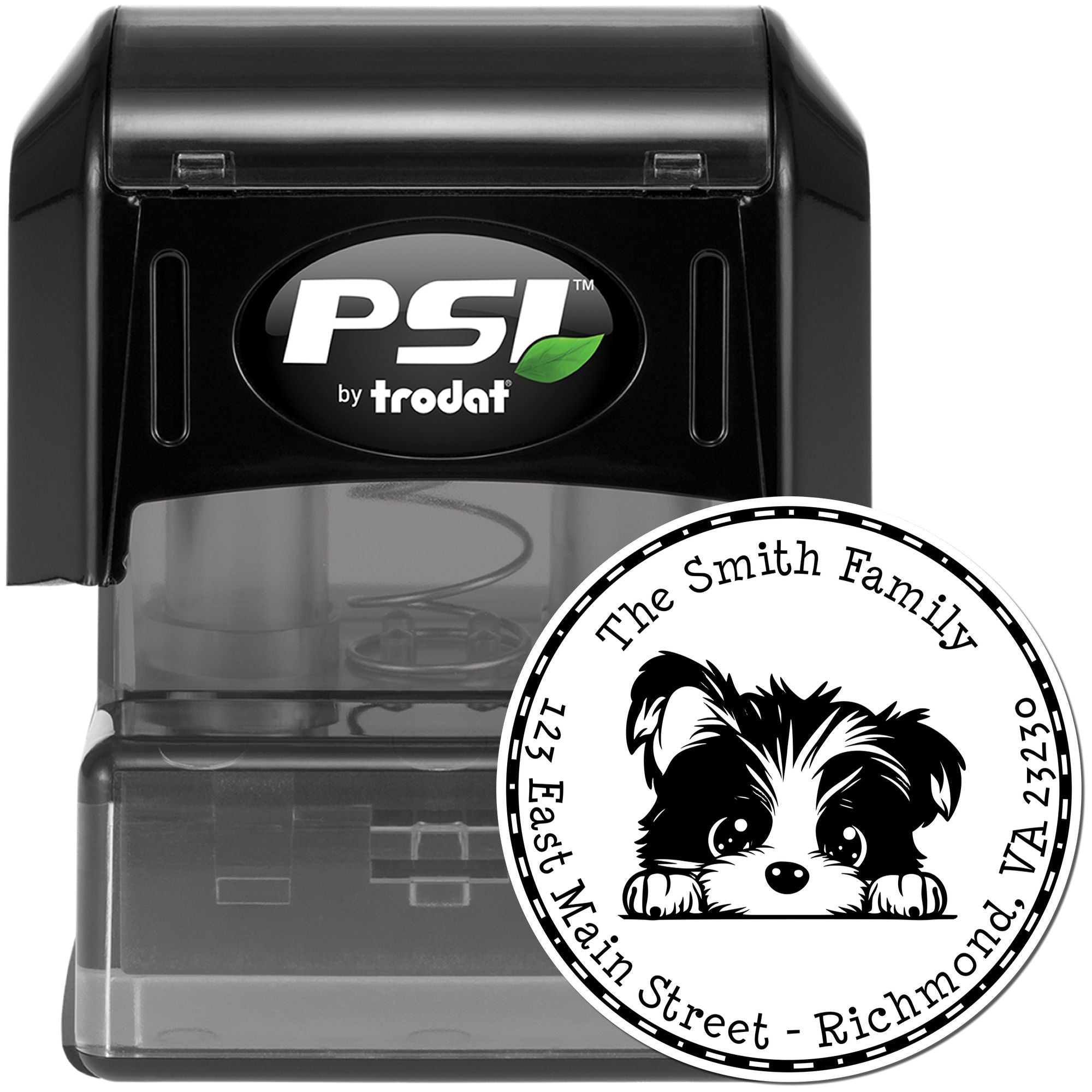 Round Pre-Inked Biewer Terrier Custom New Address Stamp