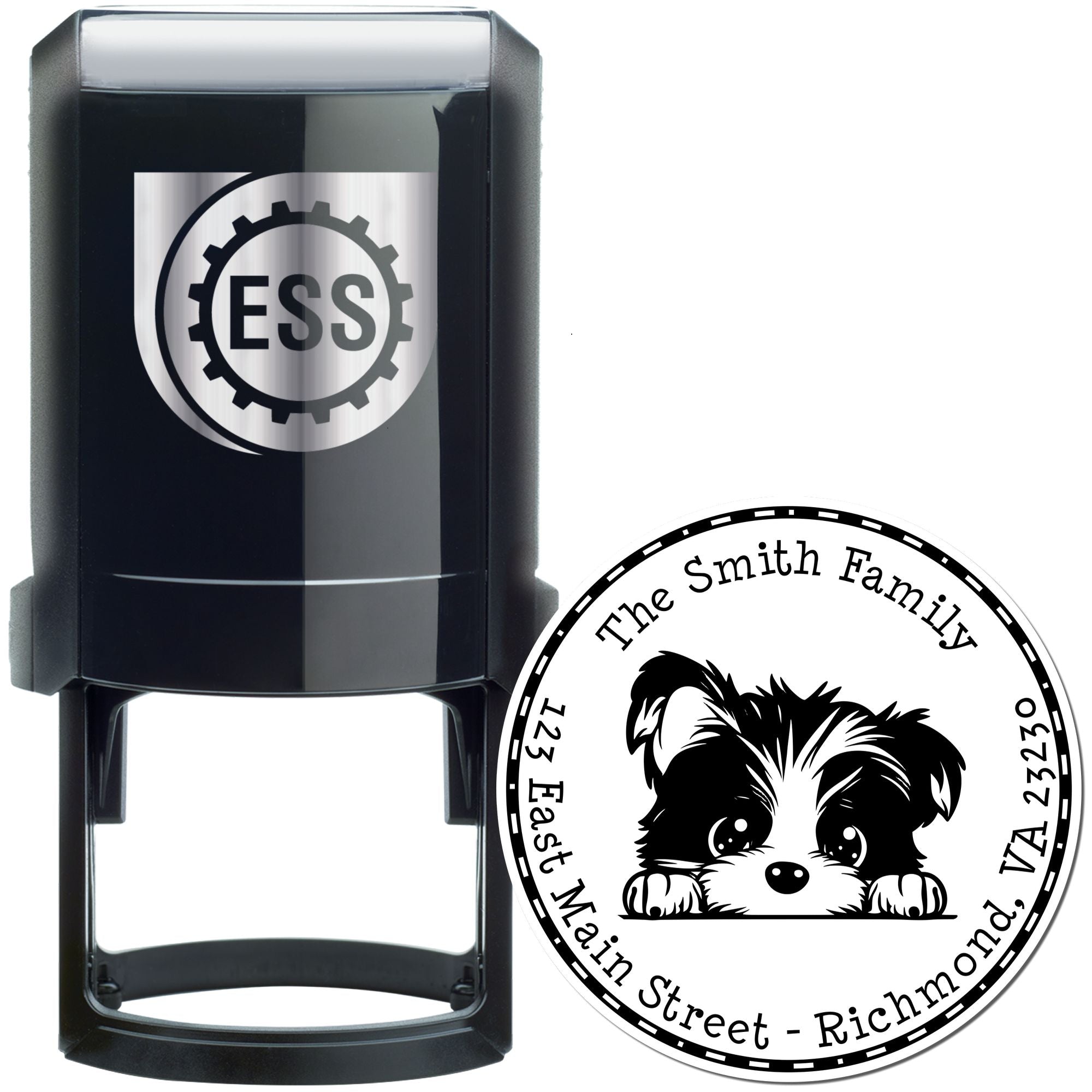 Round Self-Inking Biewer Terrier Home Address Stamp