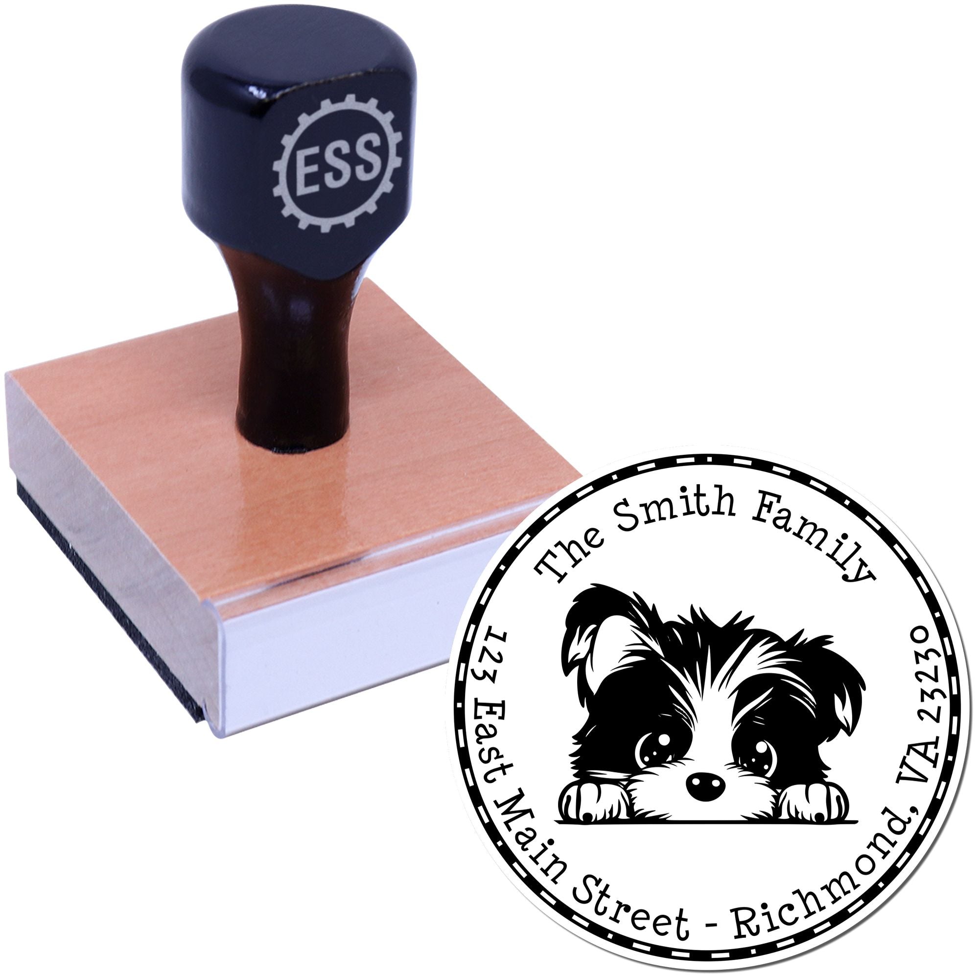 Round Biewer Terrier Customized Address Label Rubber Stamp