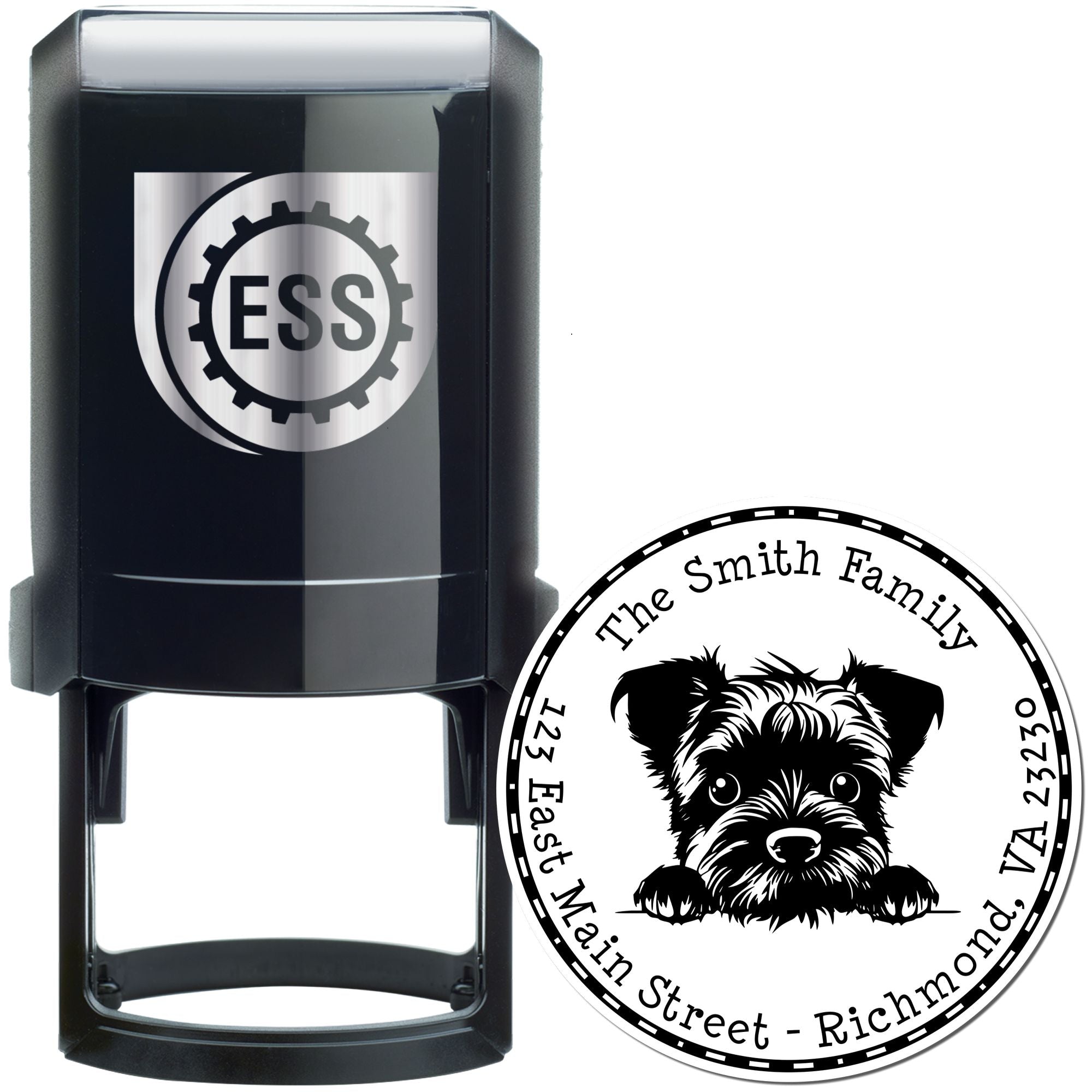 Round Self-Inking Border Terrier Address Stamp