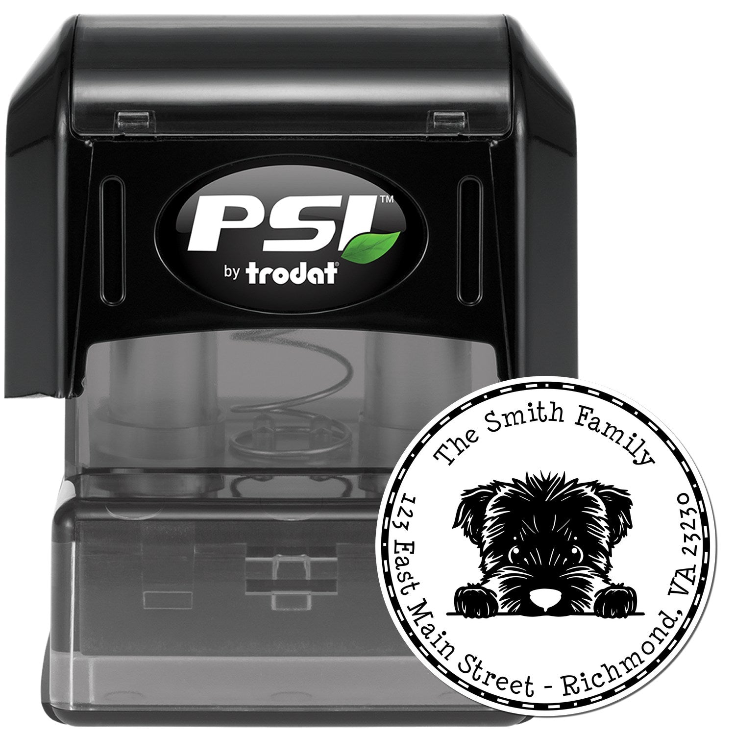 Round Pre-Inked Bouvier Des Flandres Custom Address Return Stamp