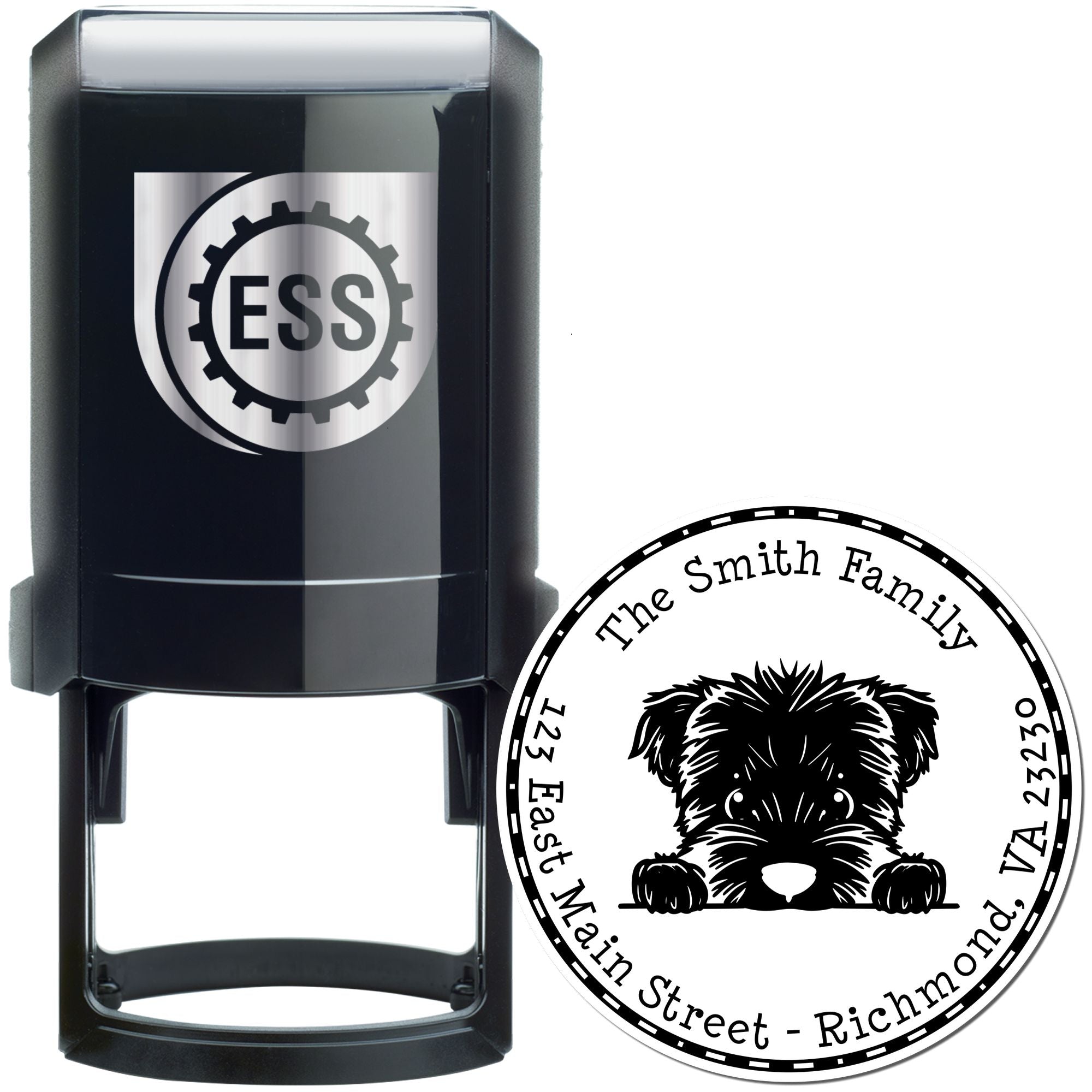 Round Self-Inking Bouvier Des Flandres Inked Stamp