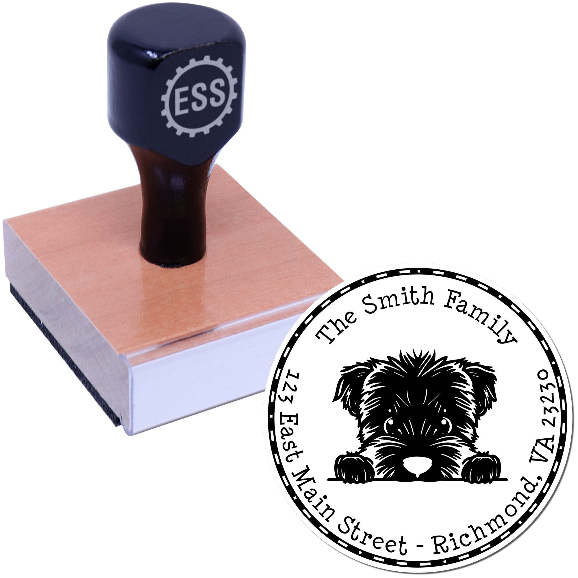 Round Bouvier Des Flandres Customized Return Address Rubber Stamp