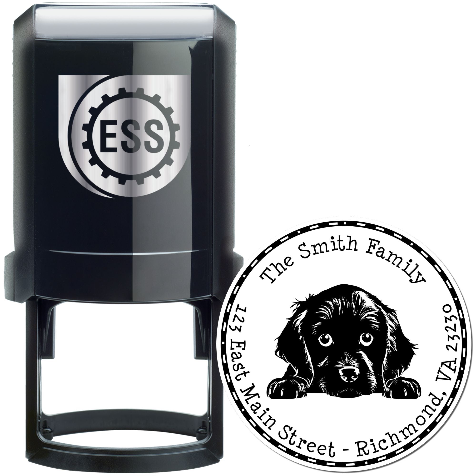 Round Self-Inking Boykin Spaniel Custom Address Stamp