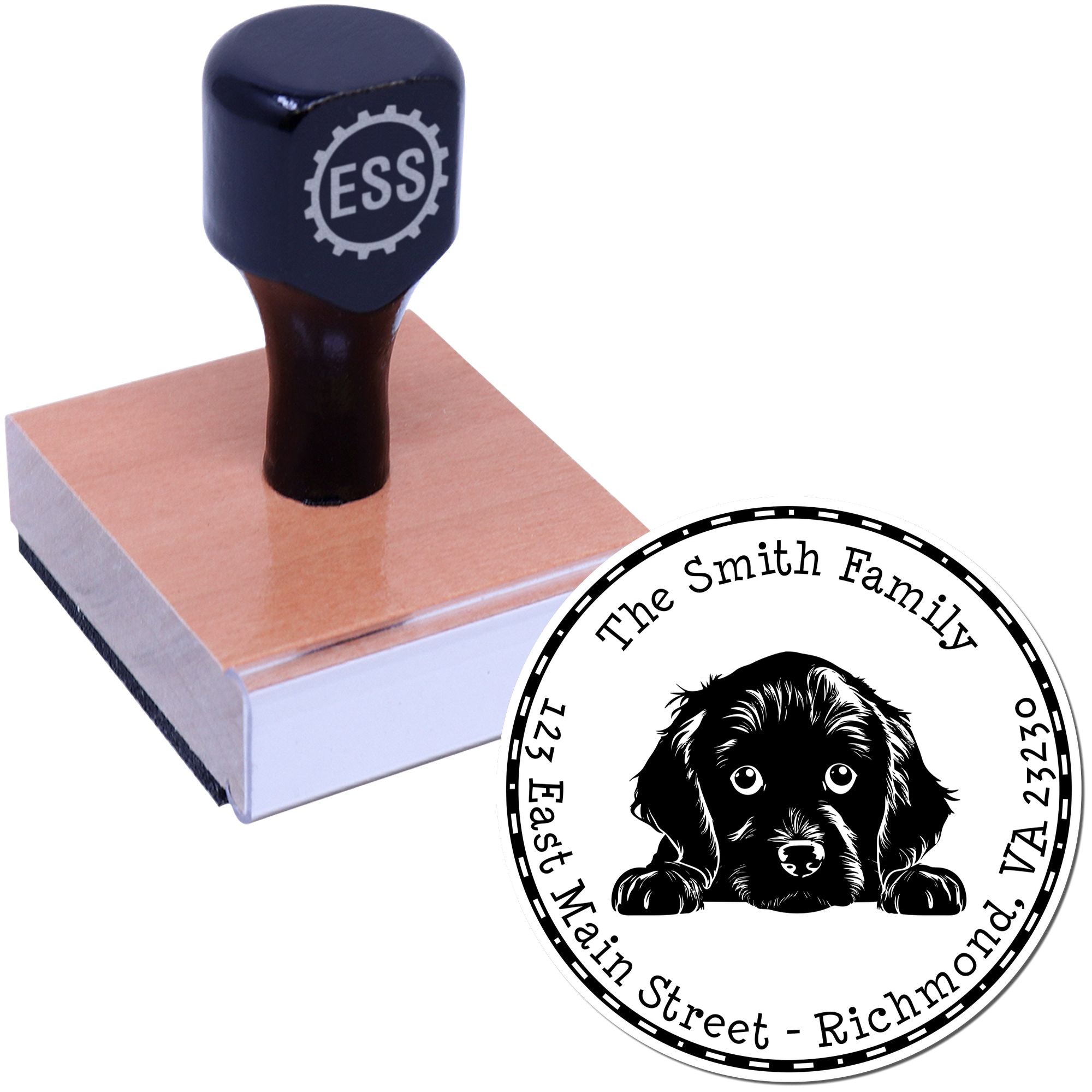 Round Boykin Spaniel Customized Custom Return Address Rubber Stamp