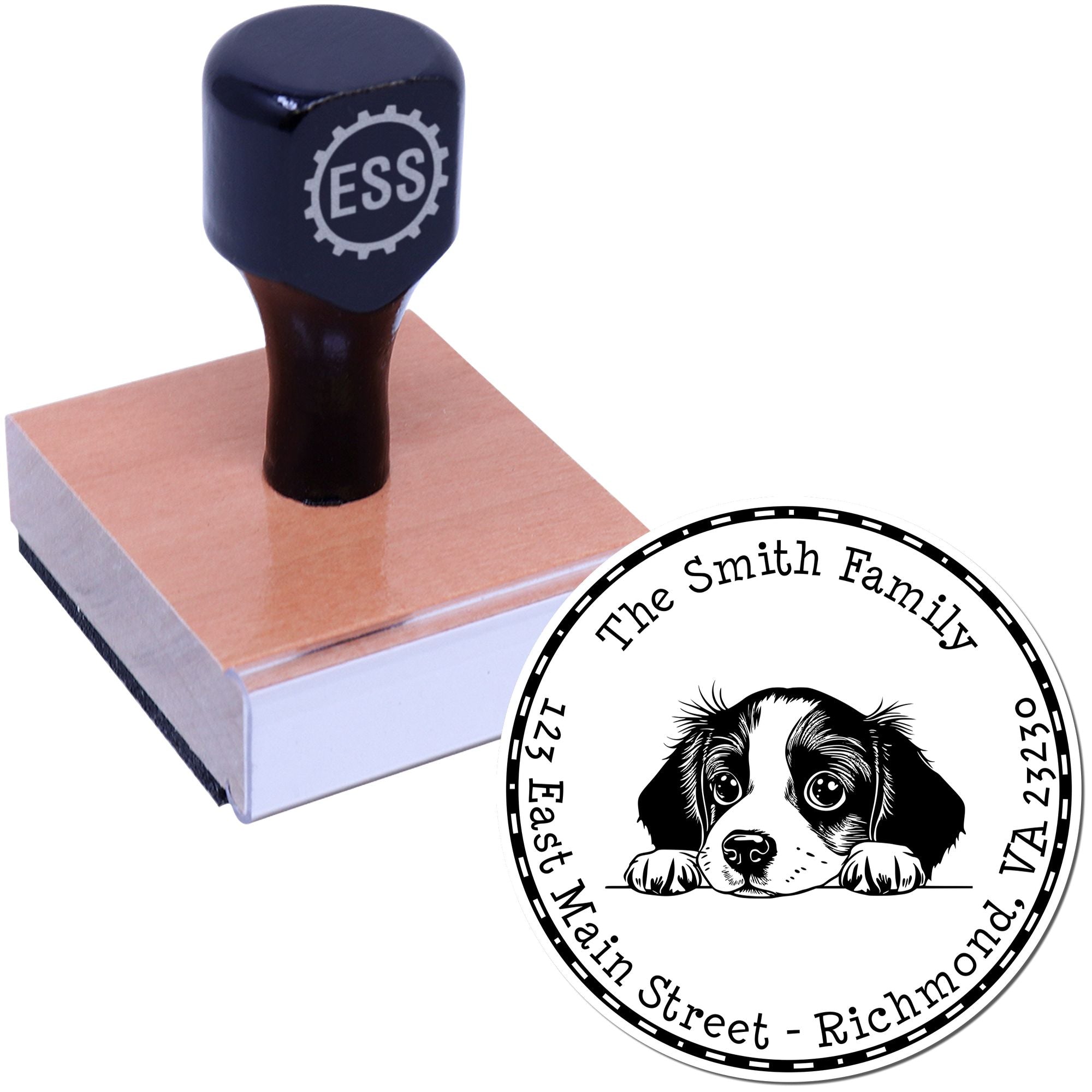 Round Brittany Customized Name and Address Rubber Stamp