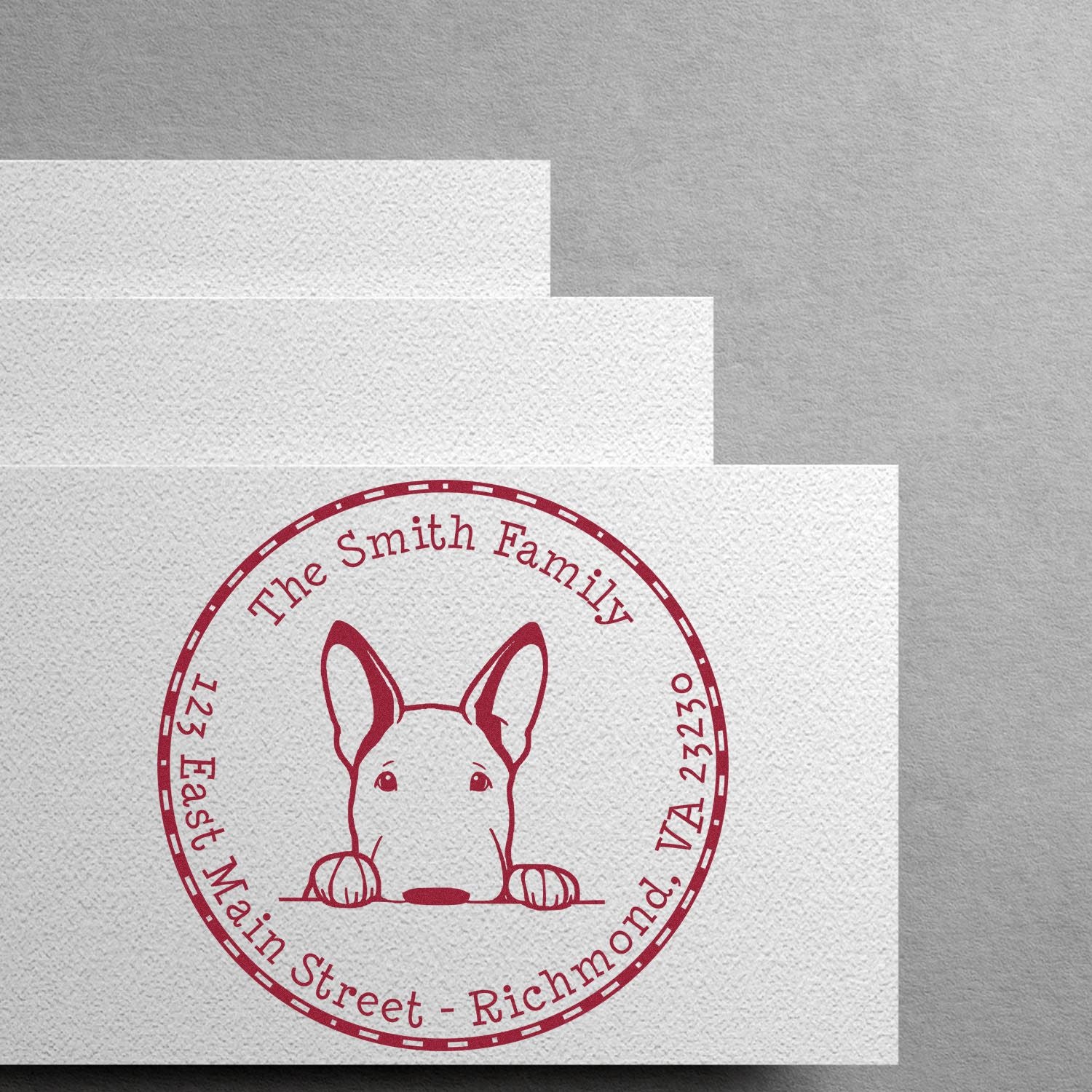 Slim Bull Terrier Personalized Custom Return Address Stamp