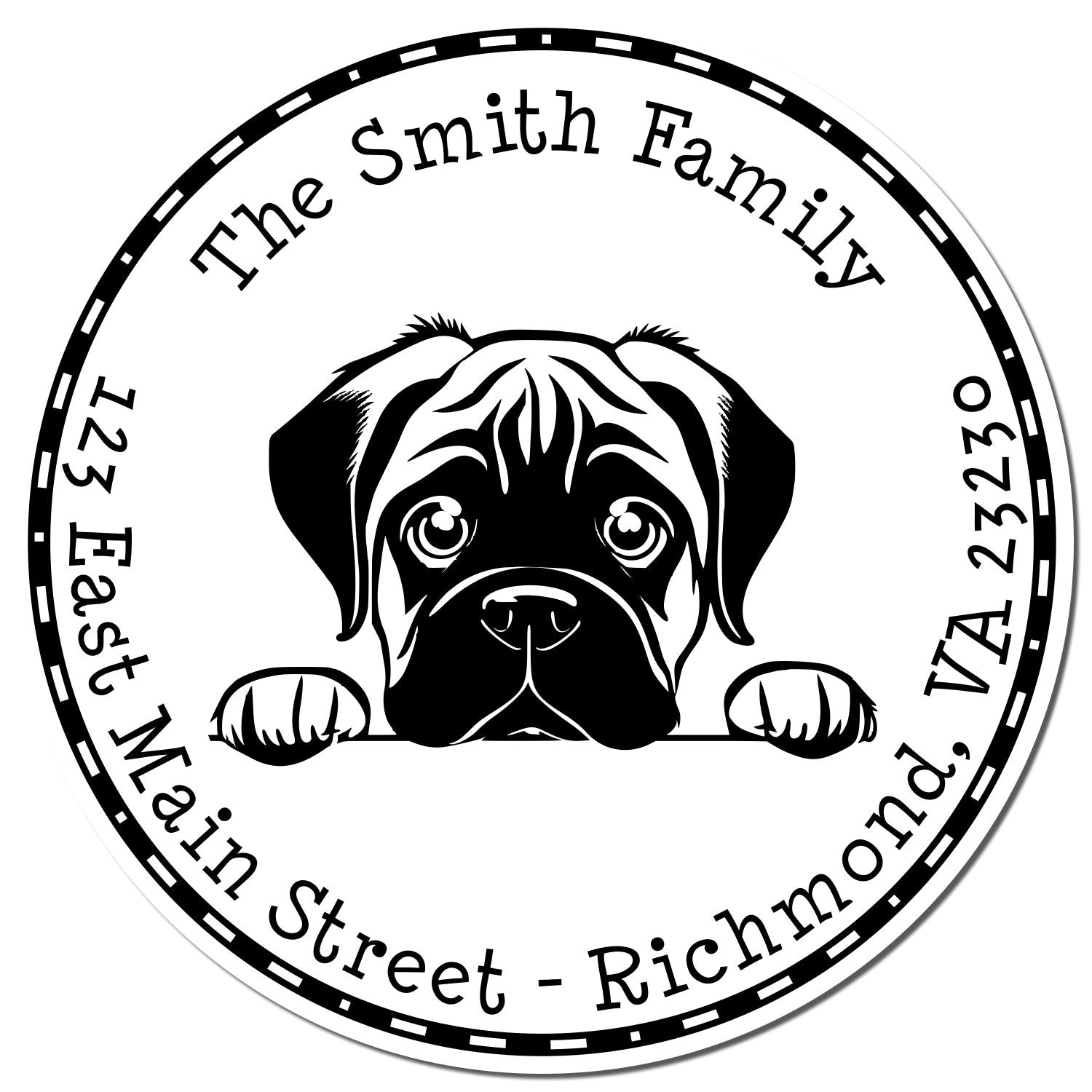 Slim Bullmastiff Personalized Name and Address Stamp