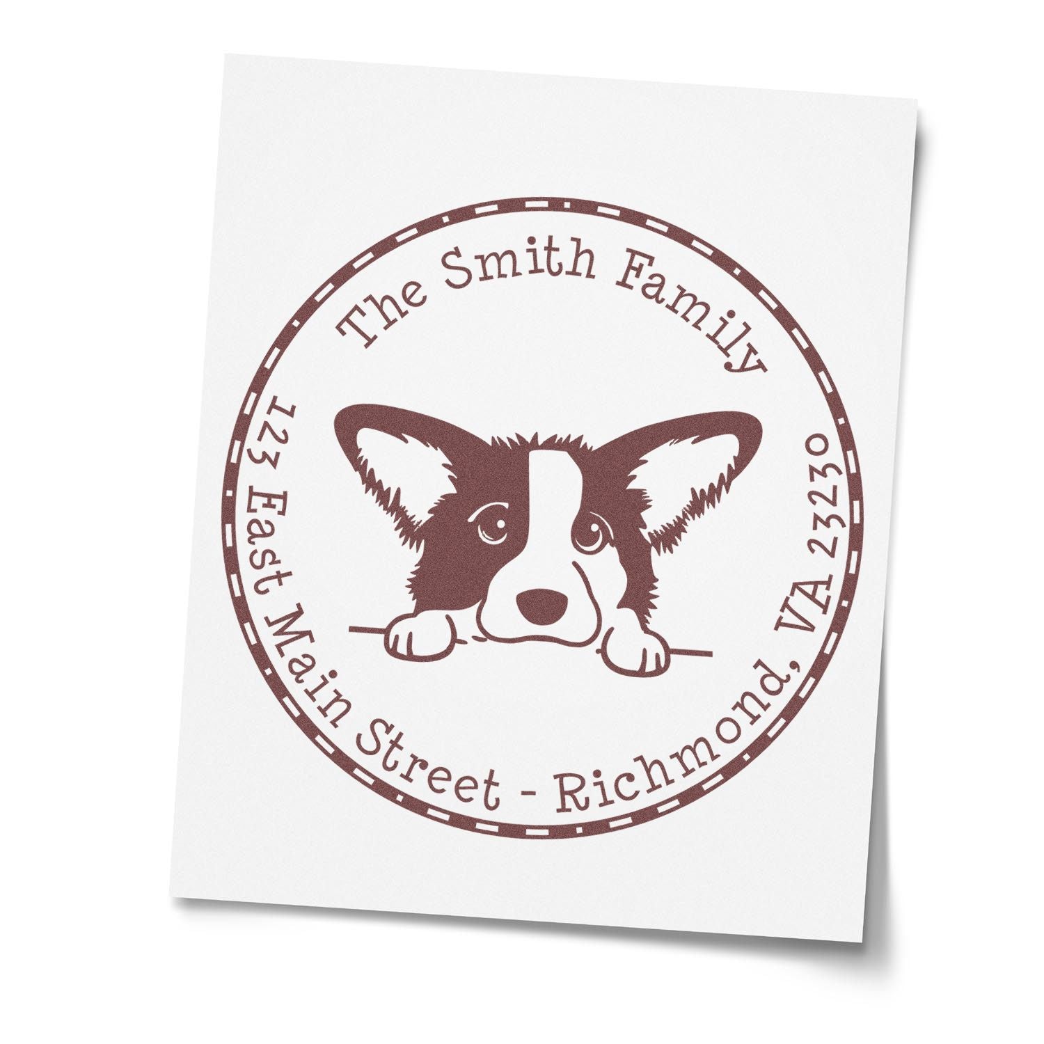 Slim Cardigan Welsh Corgi Personalized Easy-To-Use Address Stamp