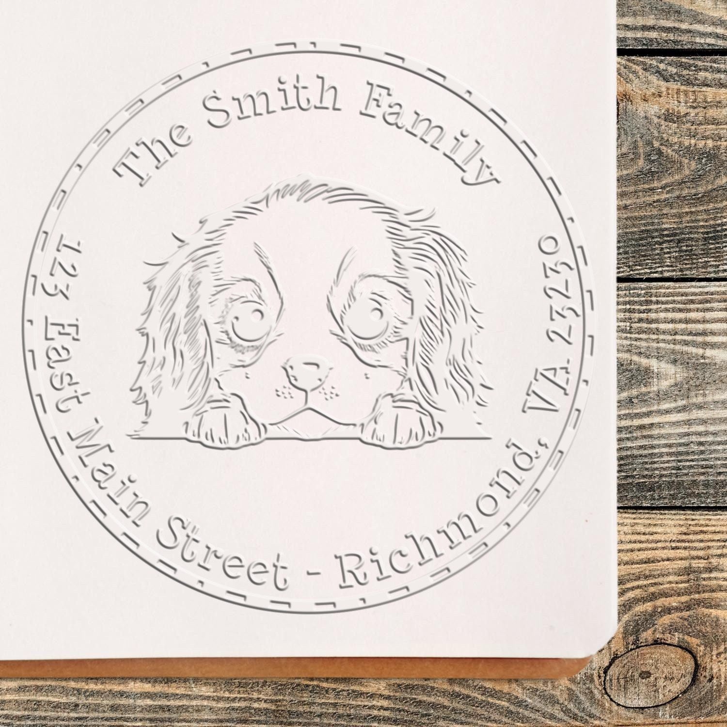 Cavalier King Charles Spaniel Custom Mailing Address Desk Embosser - Engineer Seal Stamps