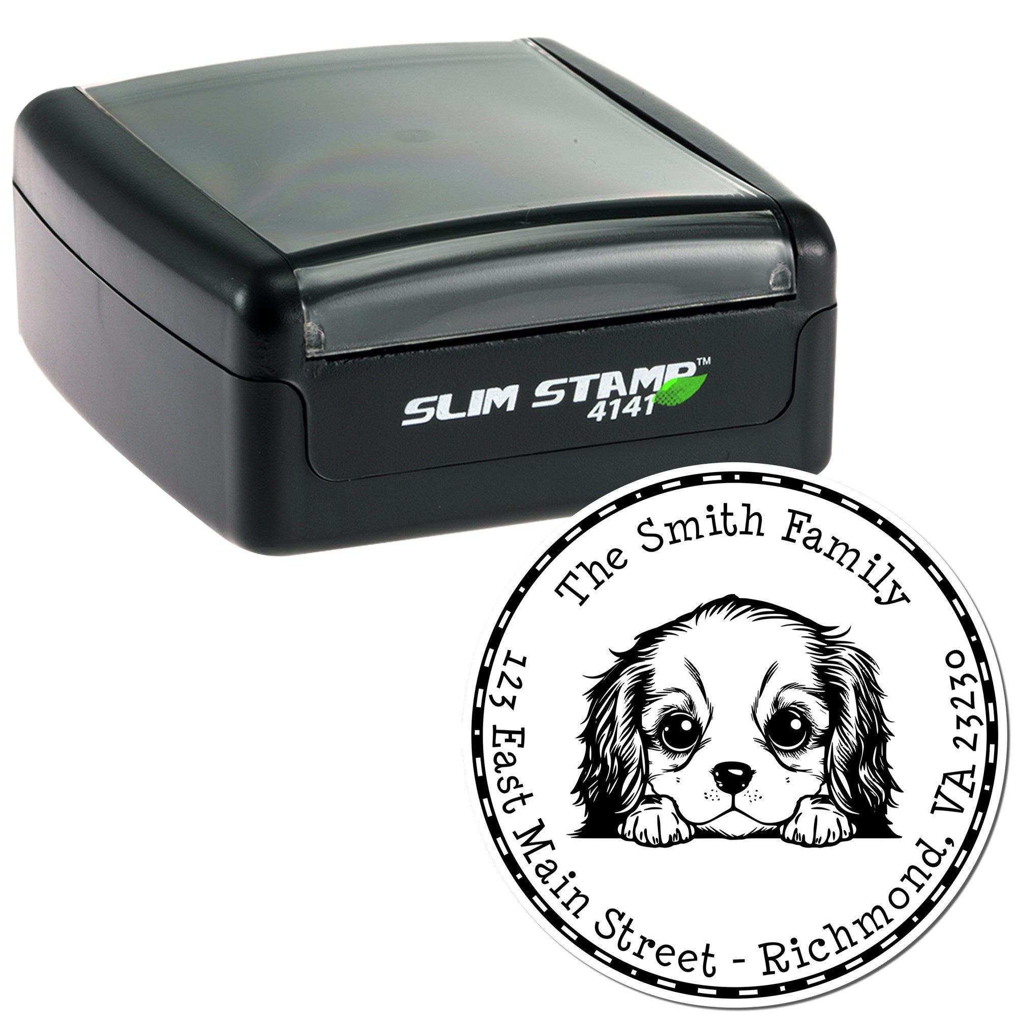 Slim Cavalier King Charles Spaniel Personalized Mail Stamp