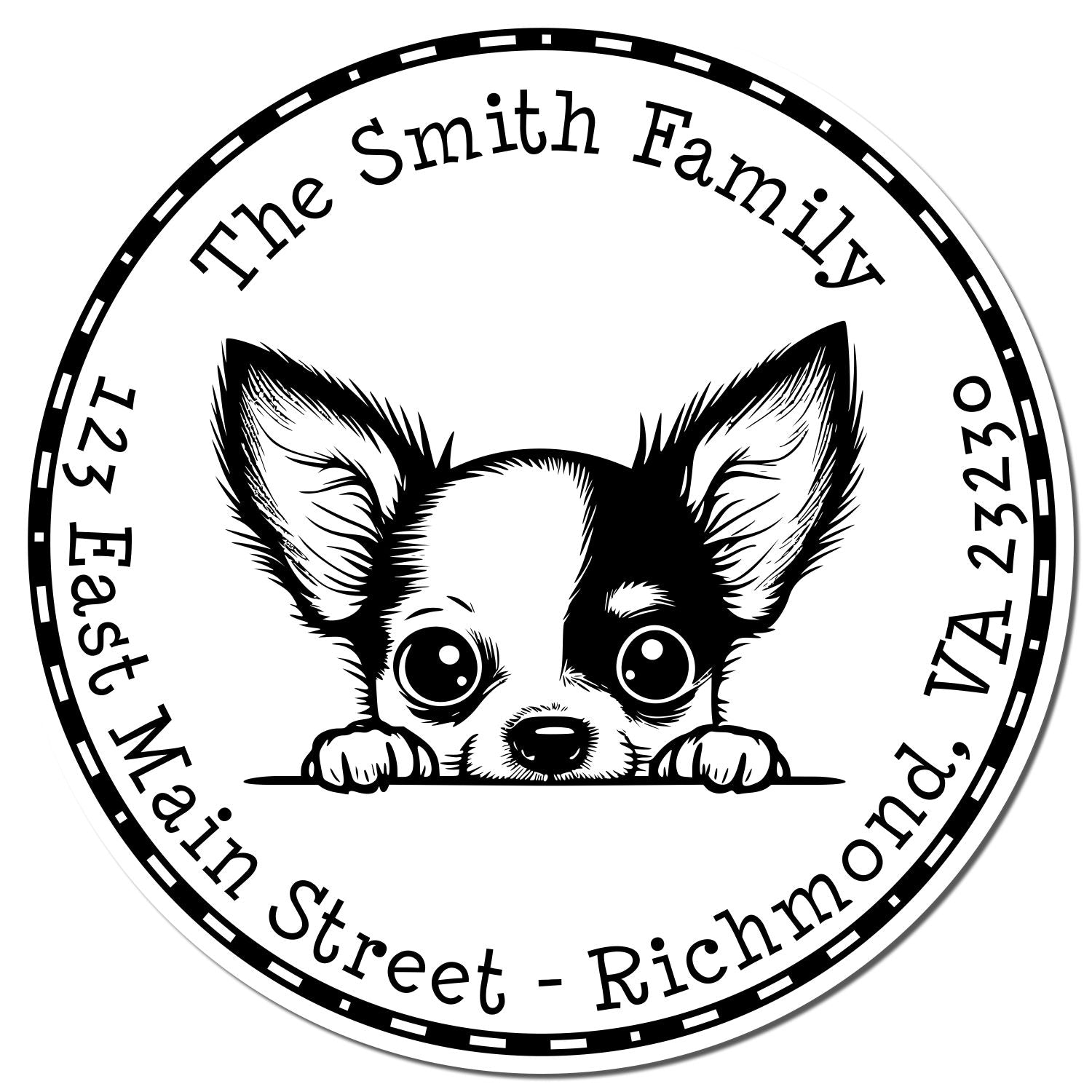 Slim Chihuahua Personalized House Address Stamp