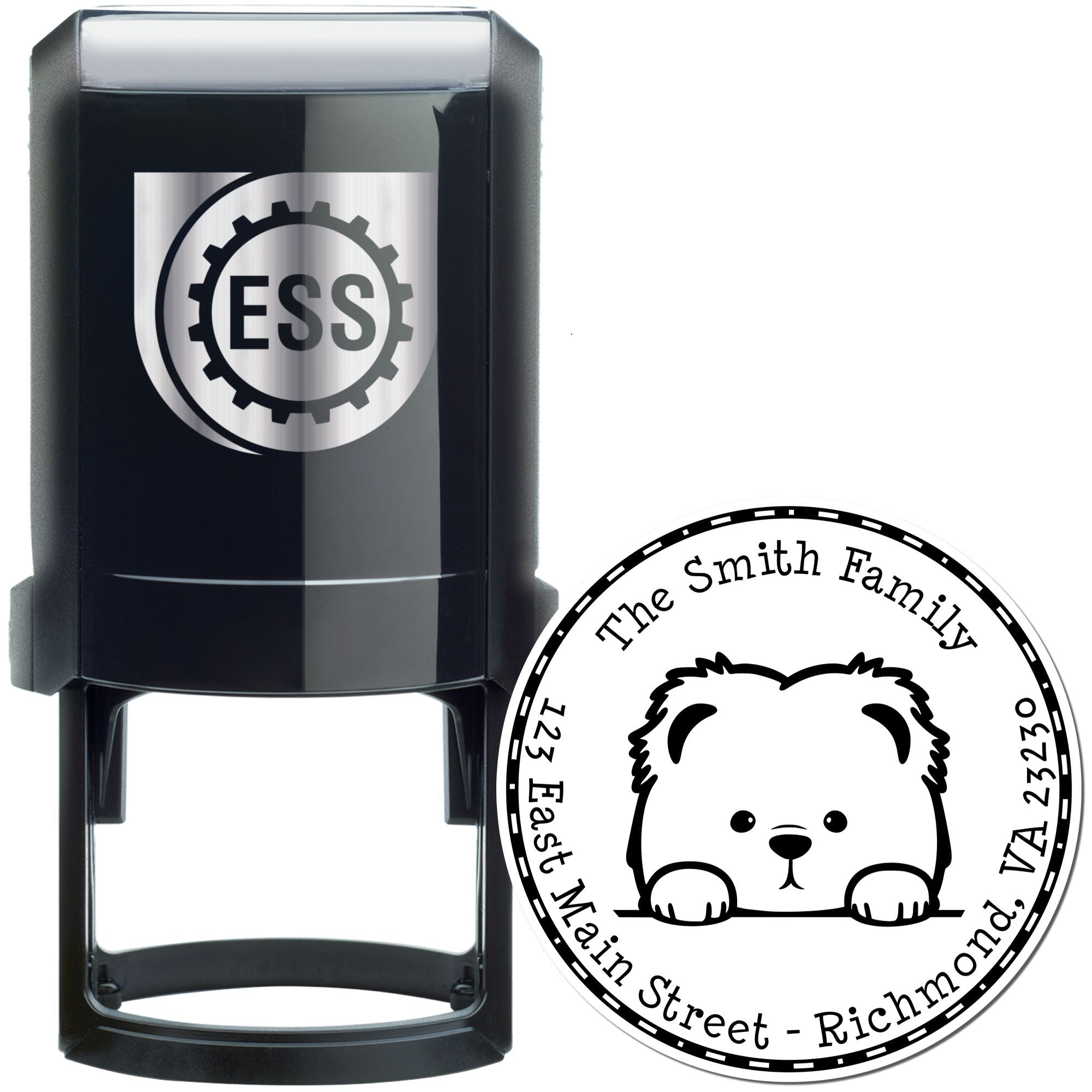 Round Self-Inking Chow Chow Mail Label Stamp - Engineer Seal Stamps