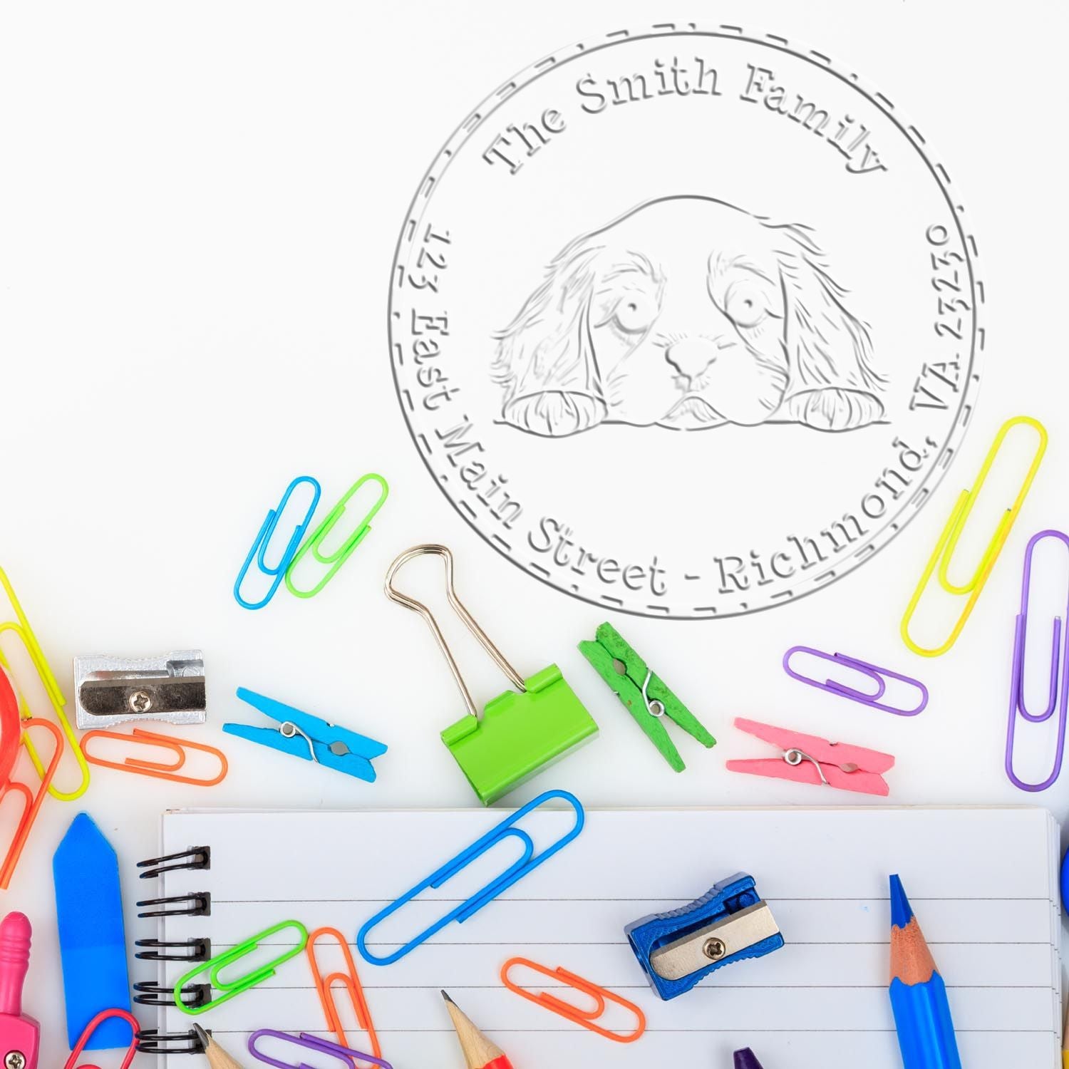 Soft Cocker Spaniel Customized Name and Address Embosser - Engineer Seal Stamps