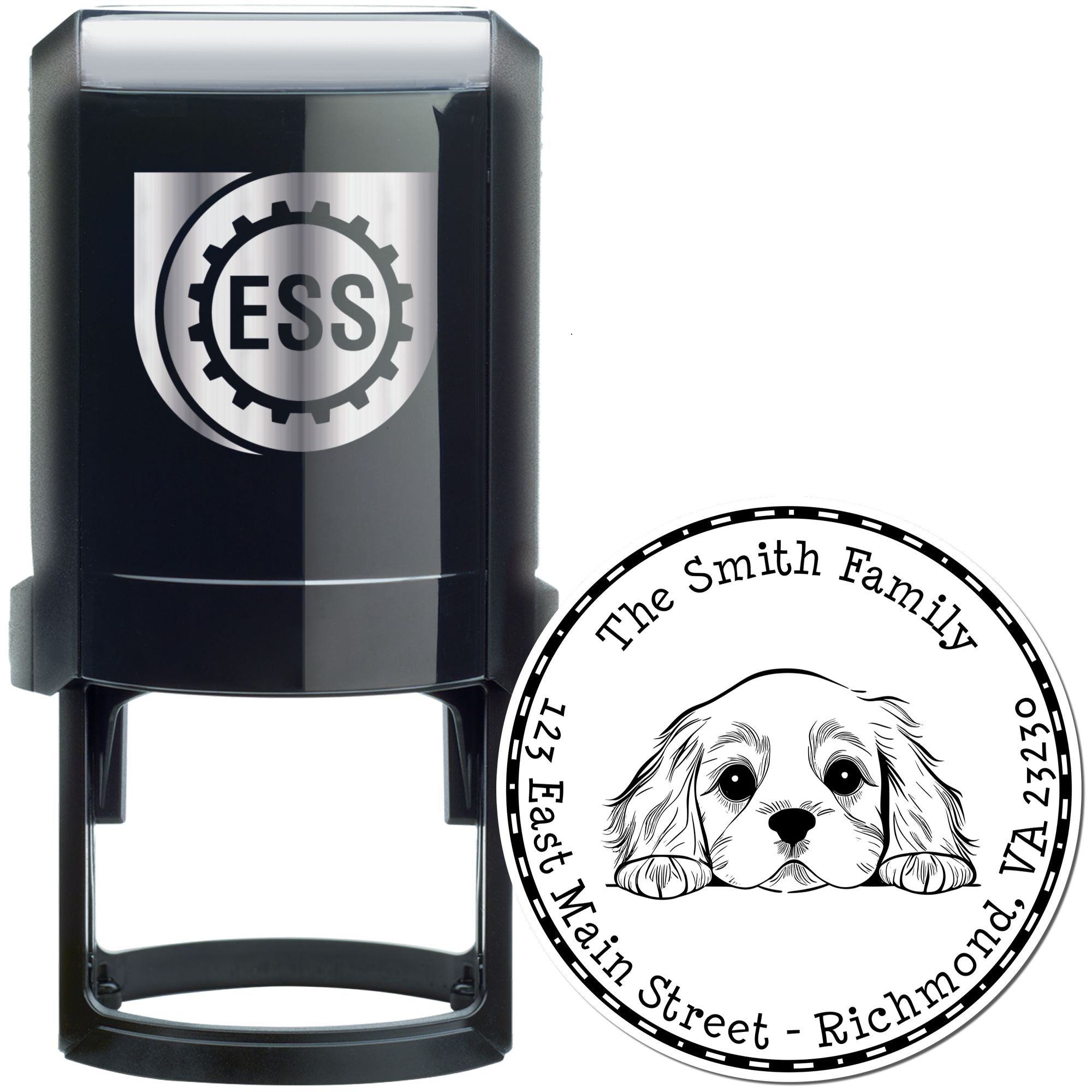 Round Self-Inking Cocker Spaniel Stamp - Engineer Seal Stamps