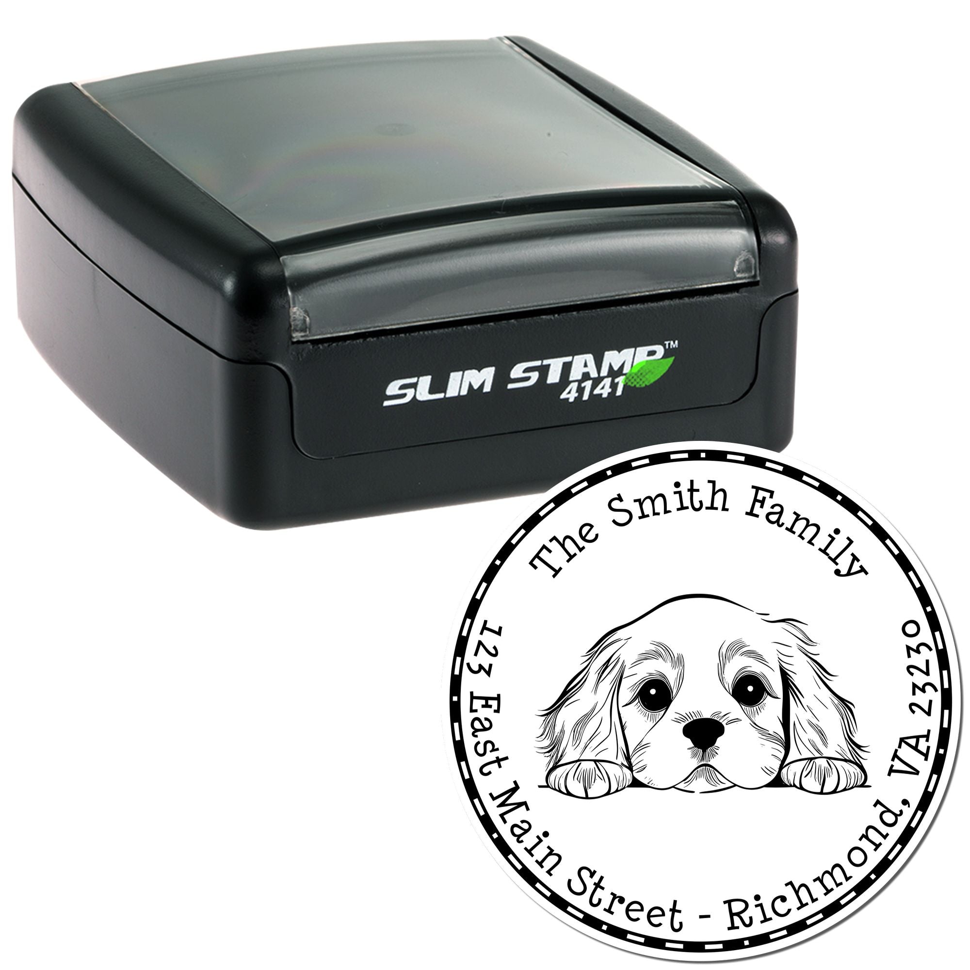 Slim Cocker Spaniel Personalized Mail Label Stamp