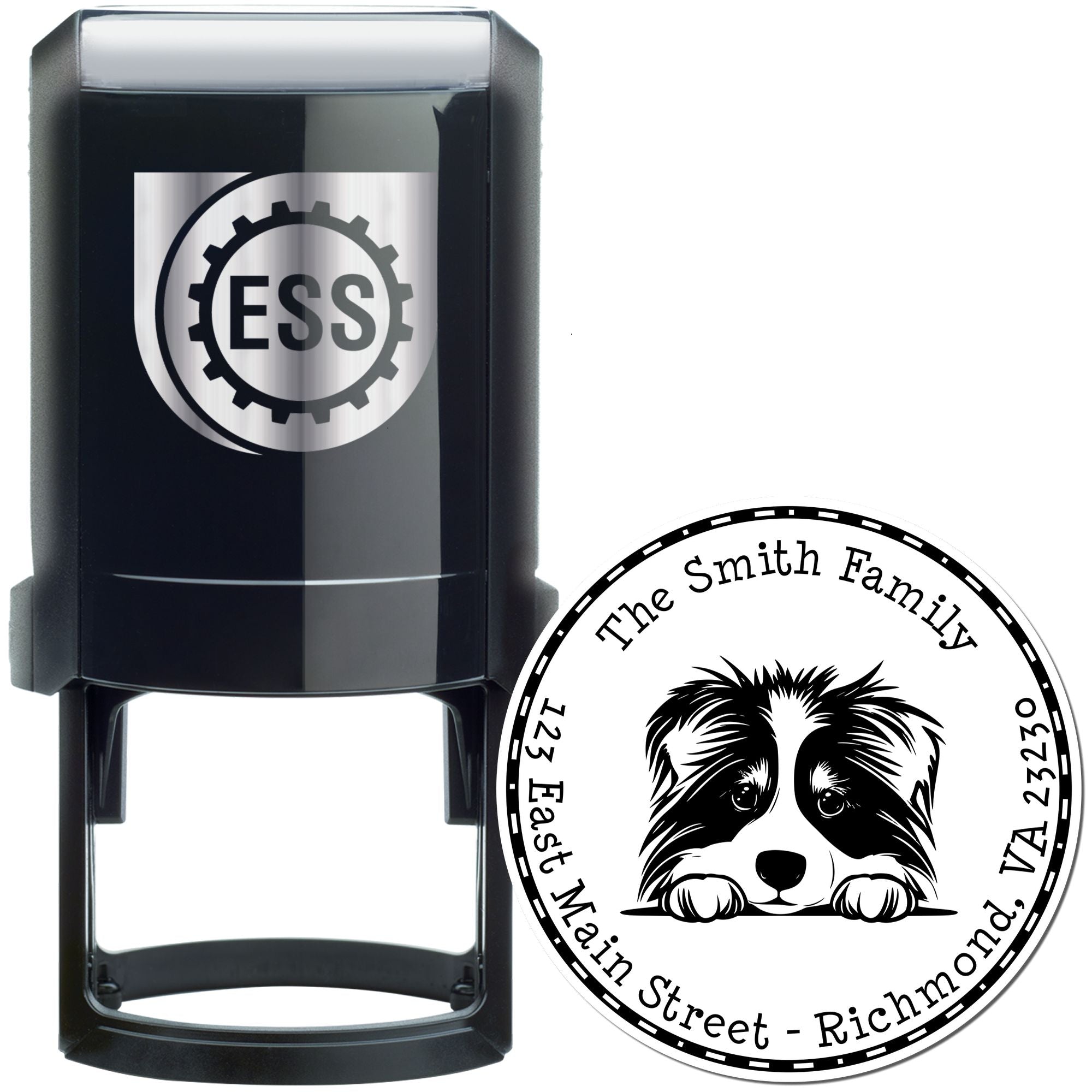 Round Self-Inking Collie Customized Address Stamp - Engineer Seal Stamps