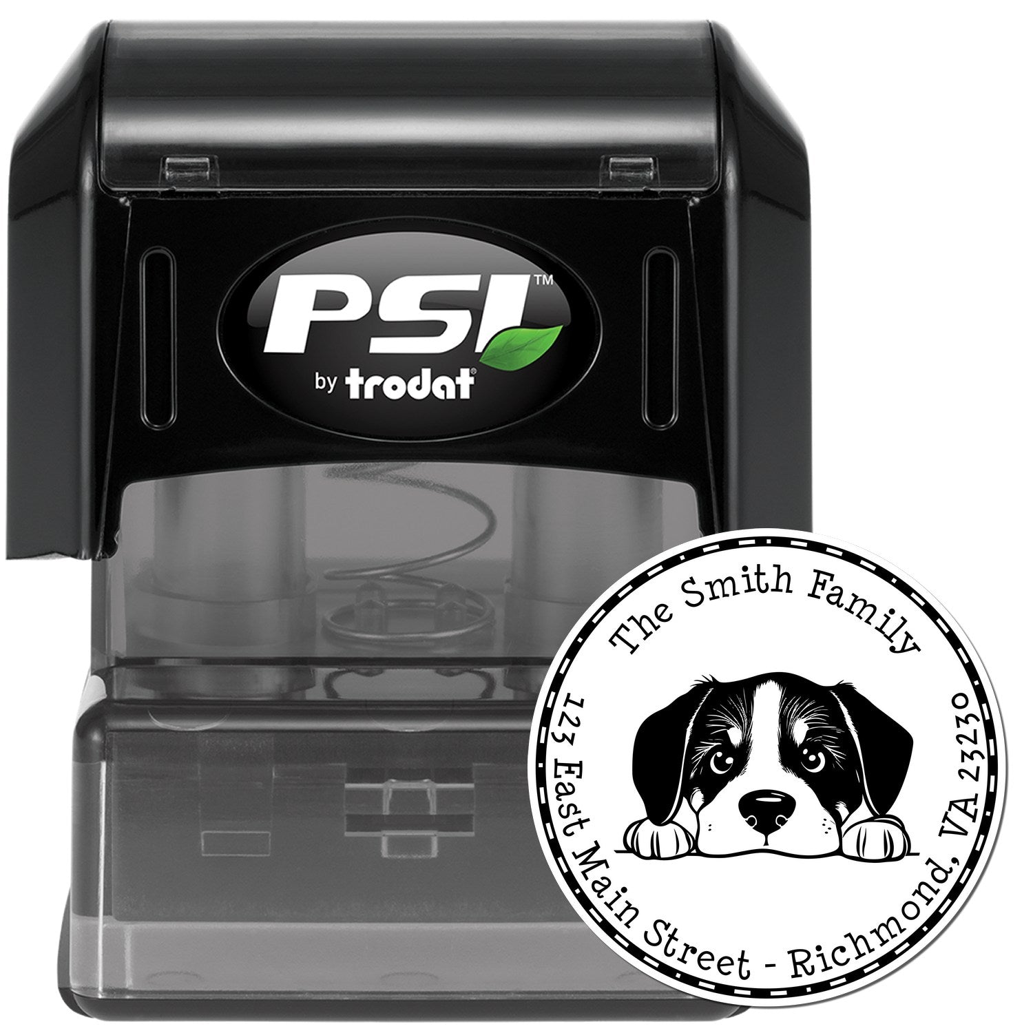 Round Pre-Inked Greater Swiss Mountain Dog Name and Address Stamp - Engineer Seal Stamps