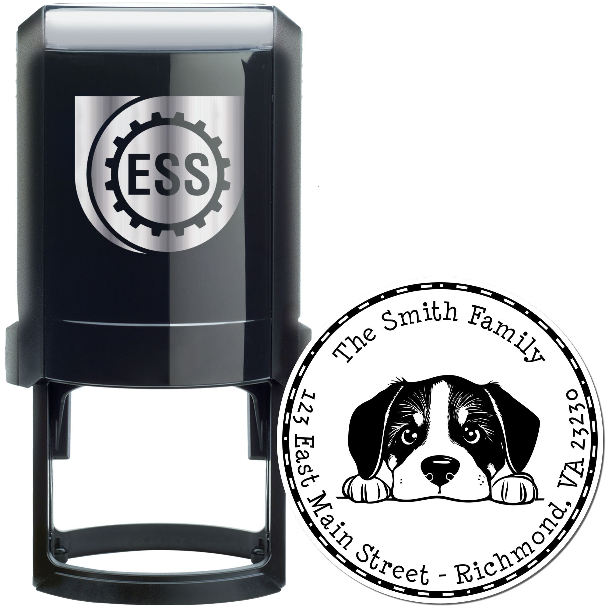 Round Self-Inking Greater Swiss Mountain Dog Customized Refillable Address Stamp - Engineer Seal Stamps