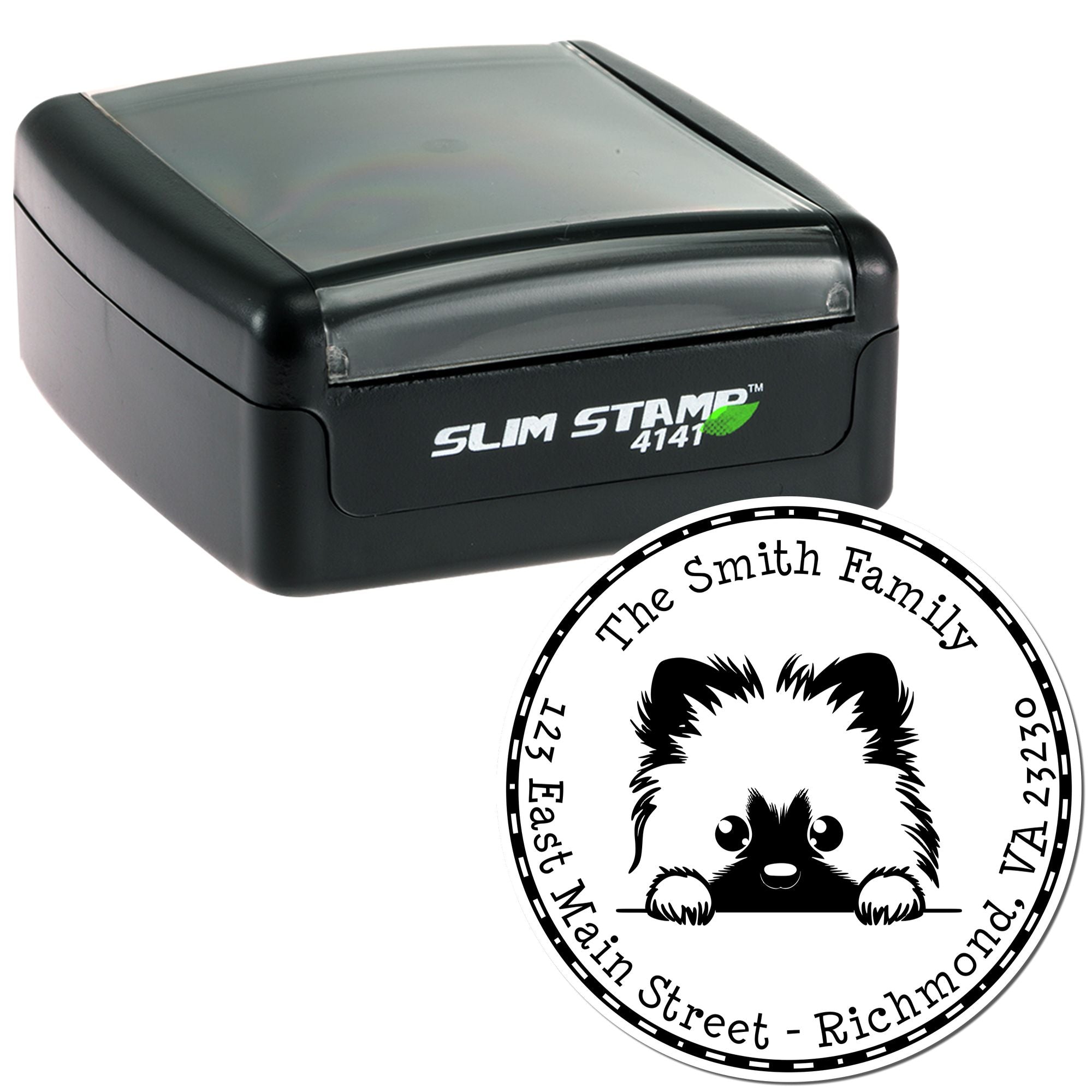 Slim Keeshond Custom Mailing Stamp