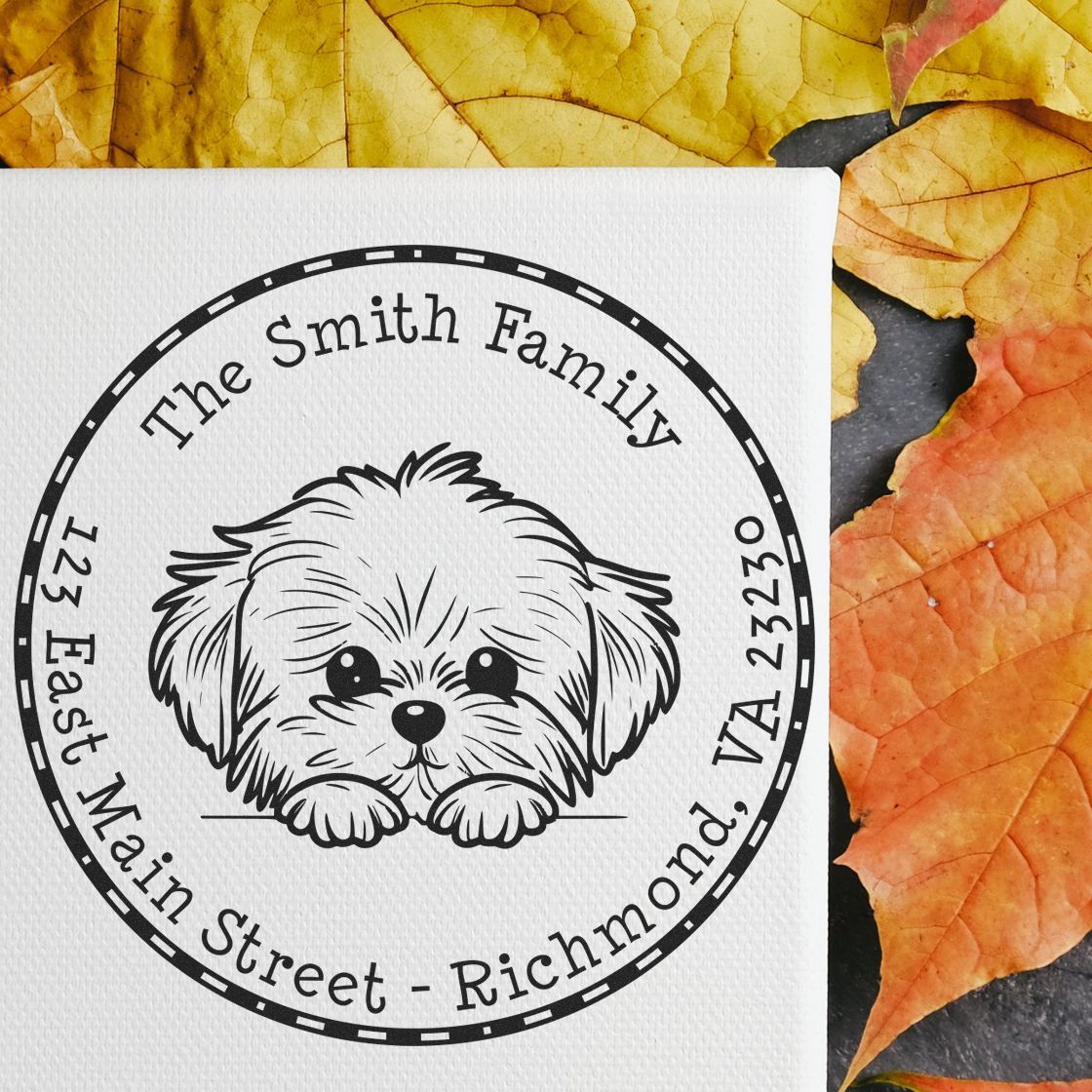 Slim Maltese Custom Mailing Label Stamp