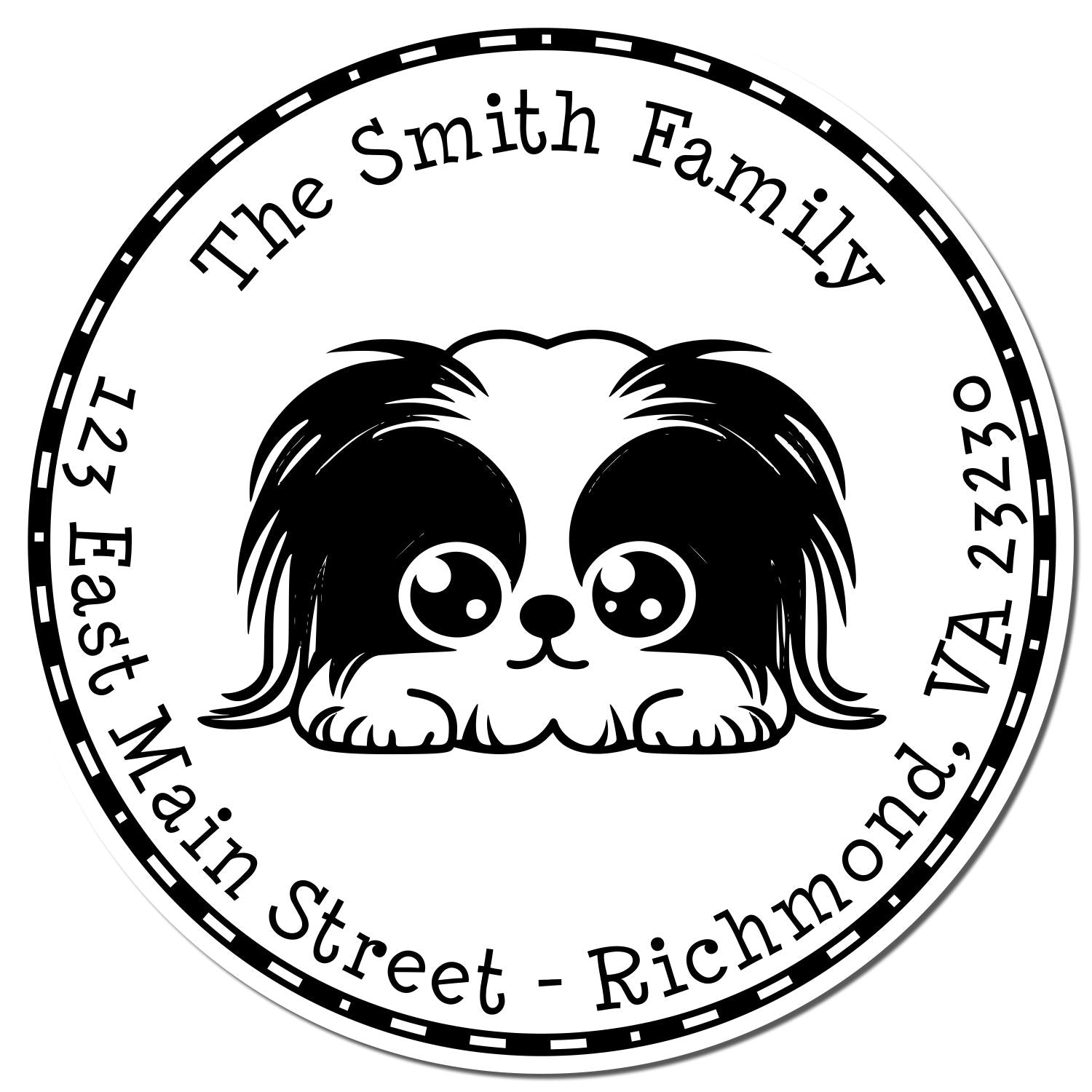 Slim Pekingese Home Address Stamp