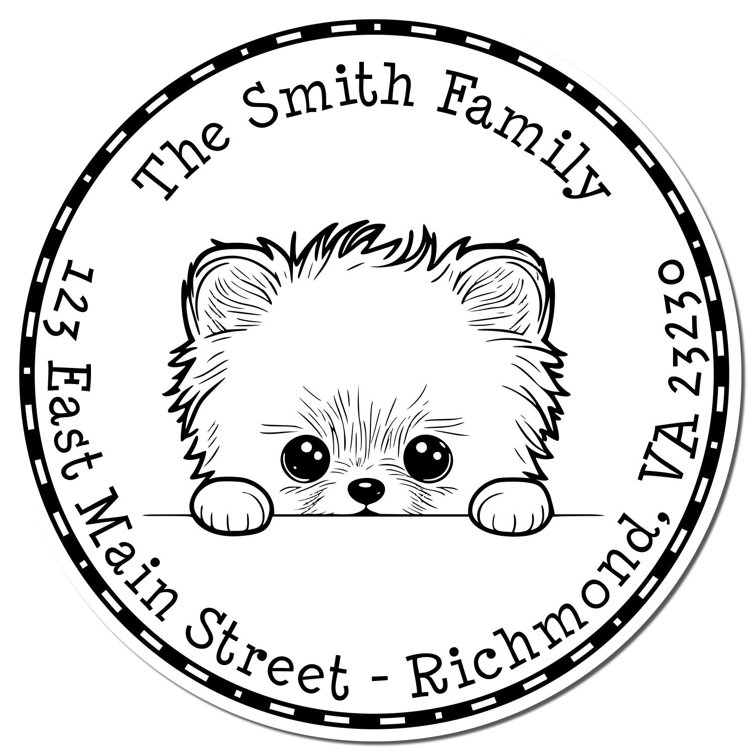 Round Pre-Inked Pomeranian Customized Address Return Stamp - Engineer Seal Stamps