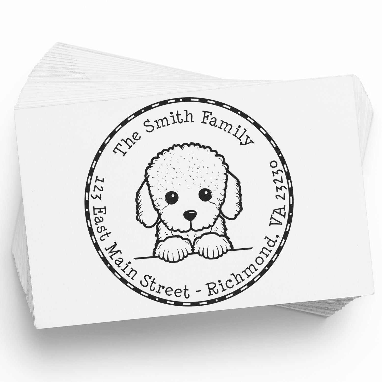 Round Self-Inking Poodle Personalized Mail Address Stamp - Engineer Seal Stamps