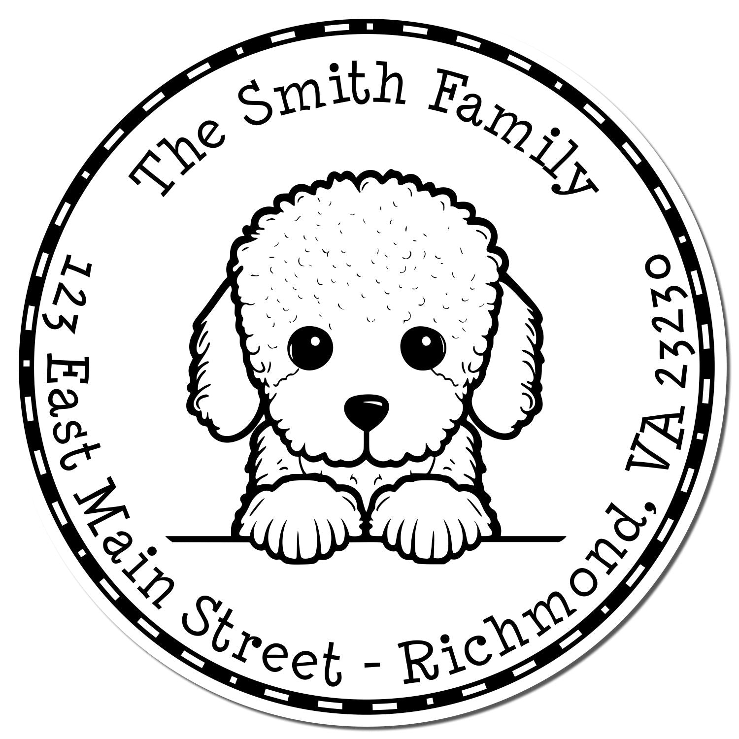 Round Poodle Custom New Address Rubber Stamp
