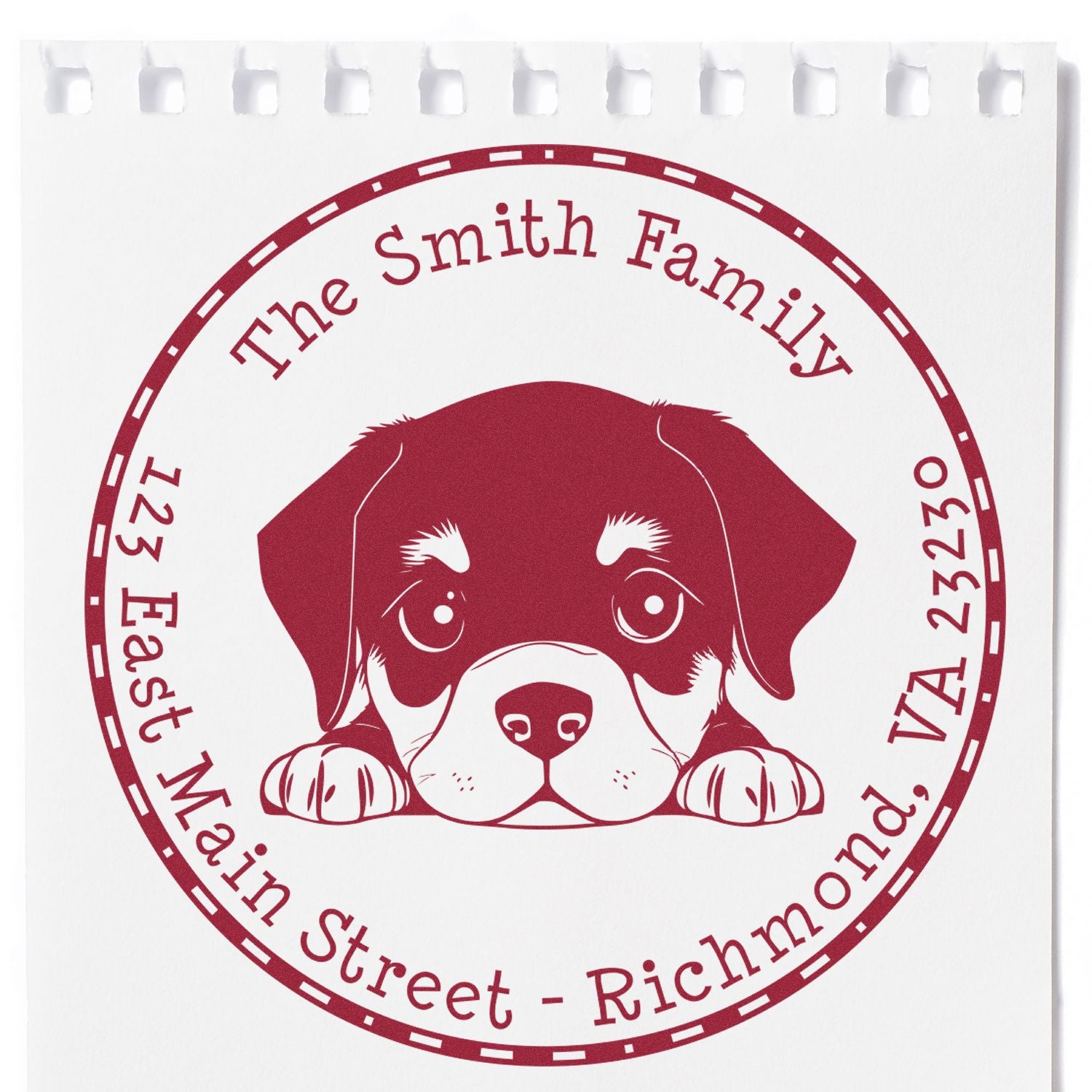 Round Rottweiler Custom Address Return Rubber Stamp