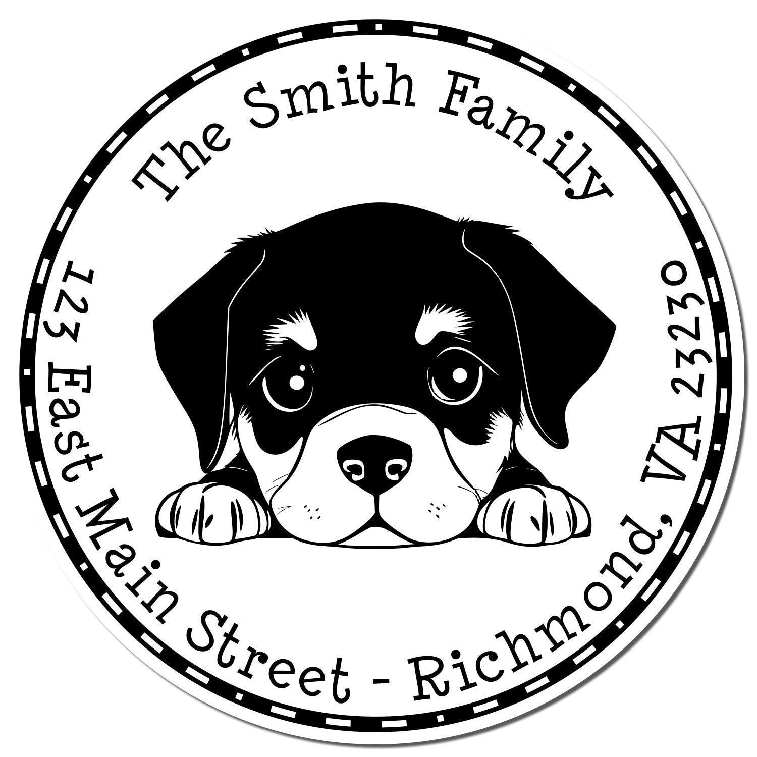 Round Rottweiler Custom Address Return Rubber Stamp