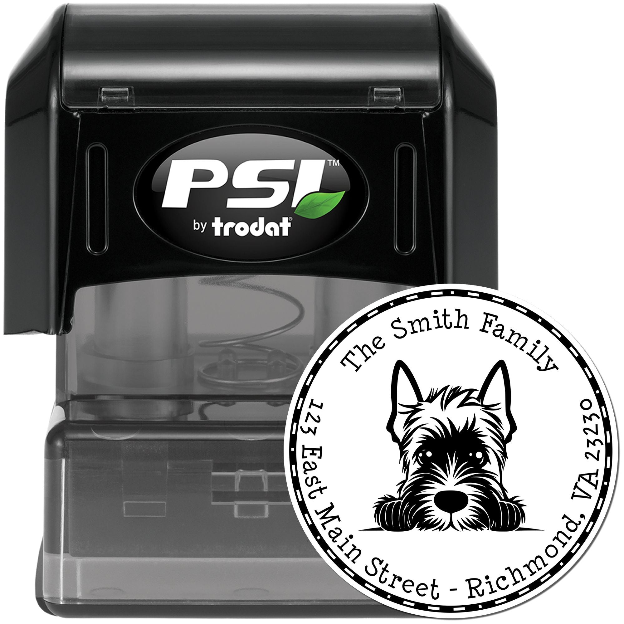 Round Pre-Inked Scottish Terrier Customized Address Return Stamp - Engineer Seal Stamps