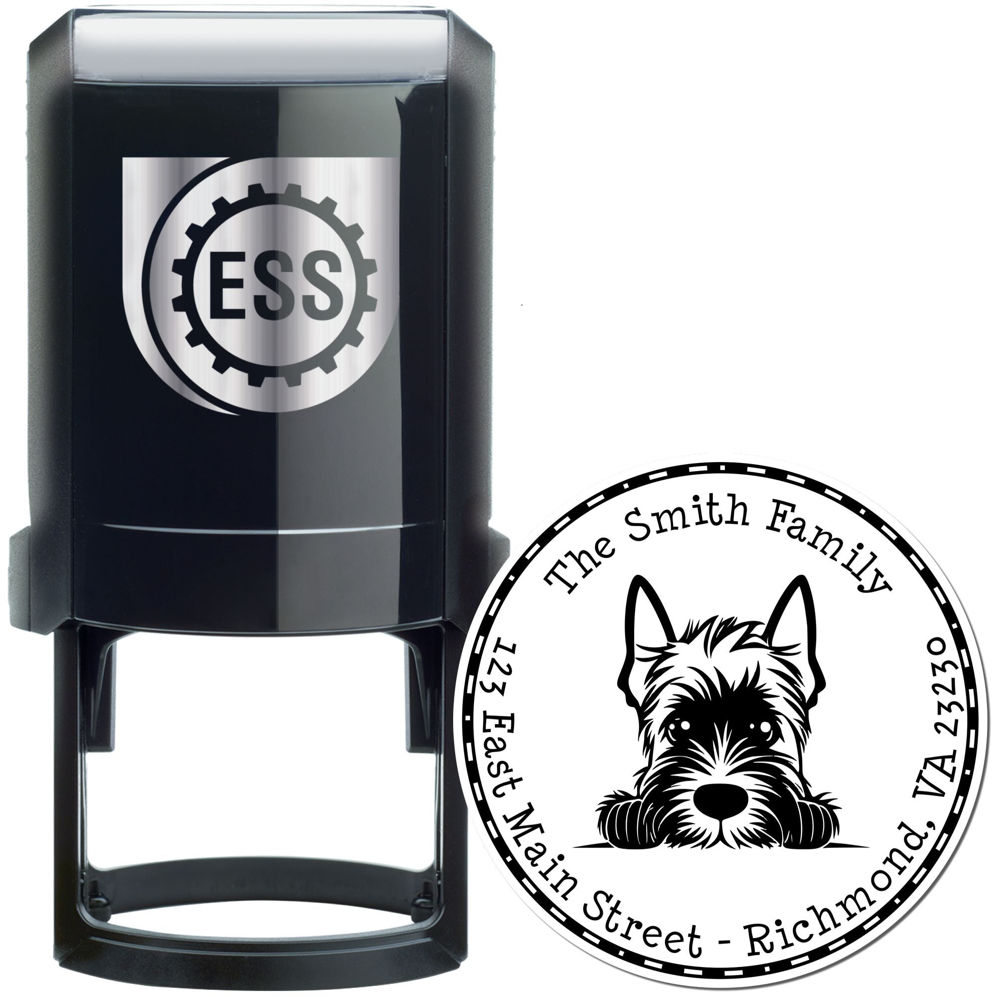 Round Self-Inking Scottish Terrier Personalized Inked Stamp - Engineer Seal Stamps