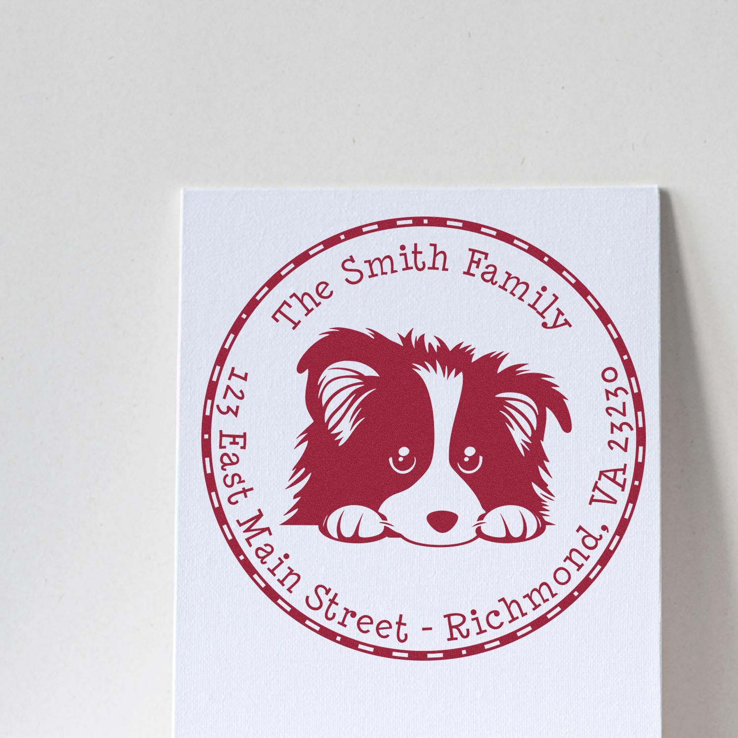 Round Shetland Sheepdog Custom Custom Address Rubber Stamp